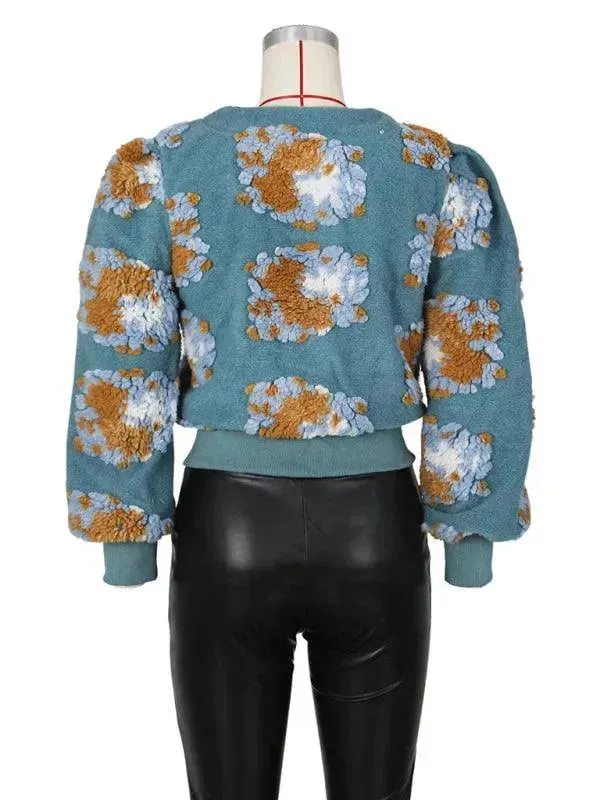 Women Embroidered Flower Short Jacket