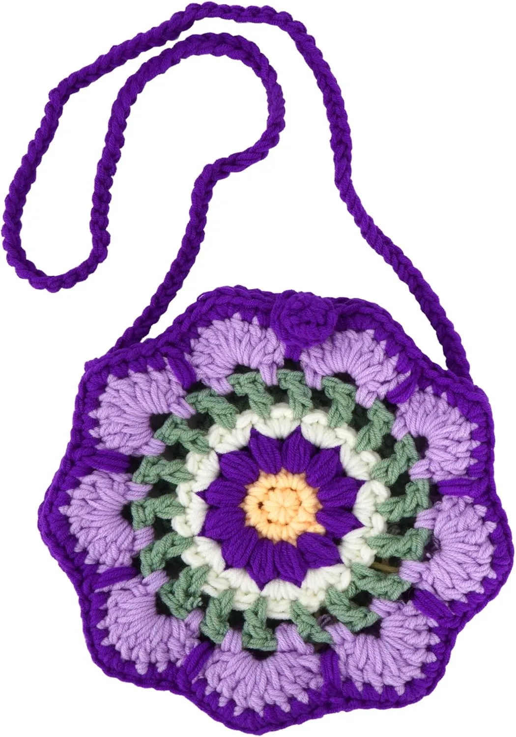 Women Girls Mini Flower Cotton Crochet Crossbody Shoulder Bag Handbag Purse