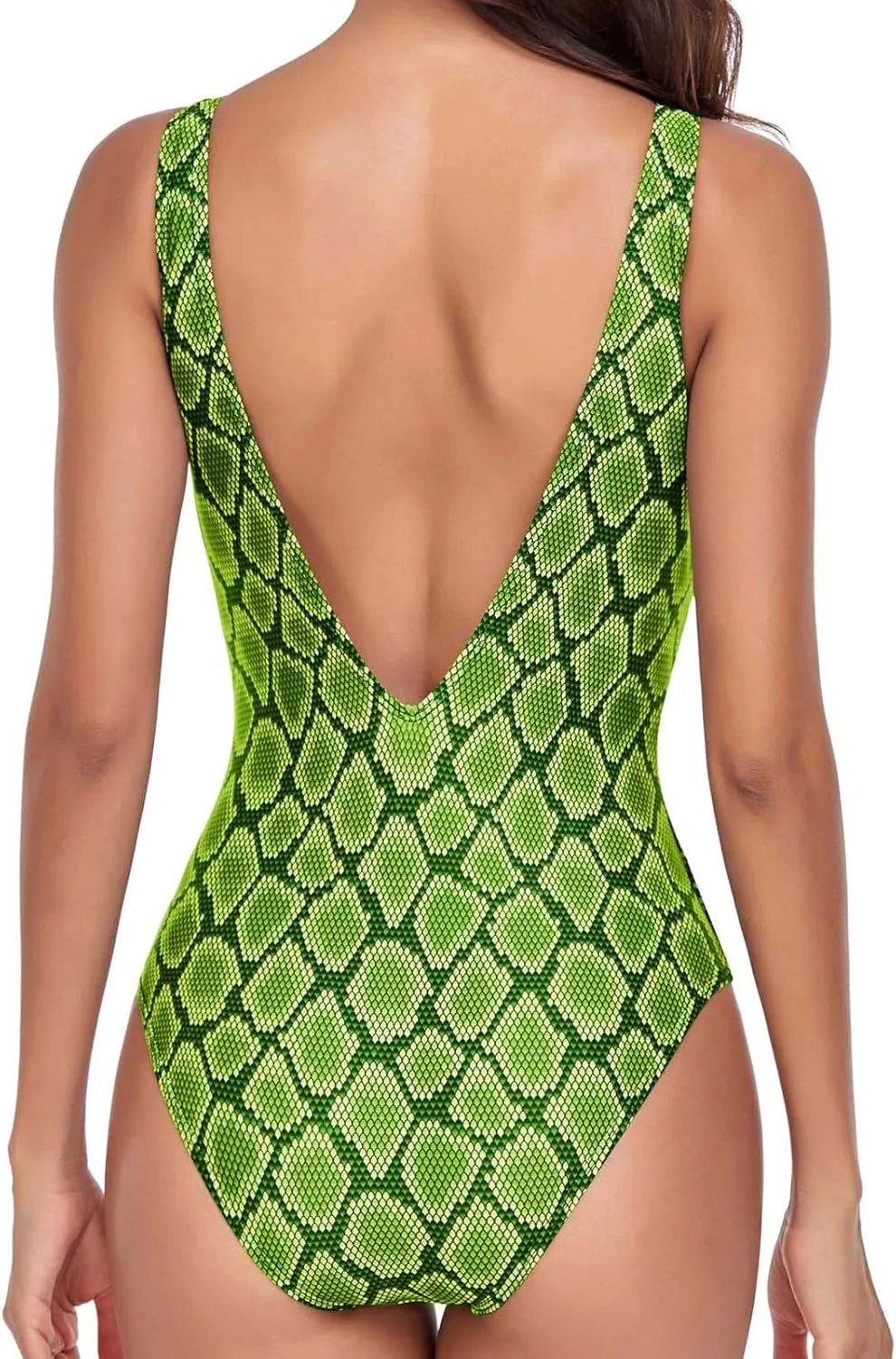 Women One Piece Swimsuit Padded Sexy V Neck Swim Suits Modest Tummy Control Monokinis Bathing Suits Backless Swimwear