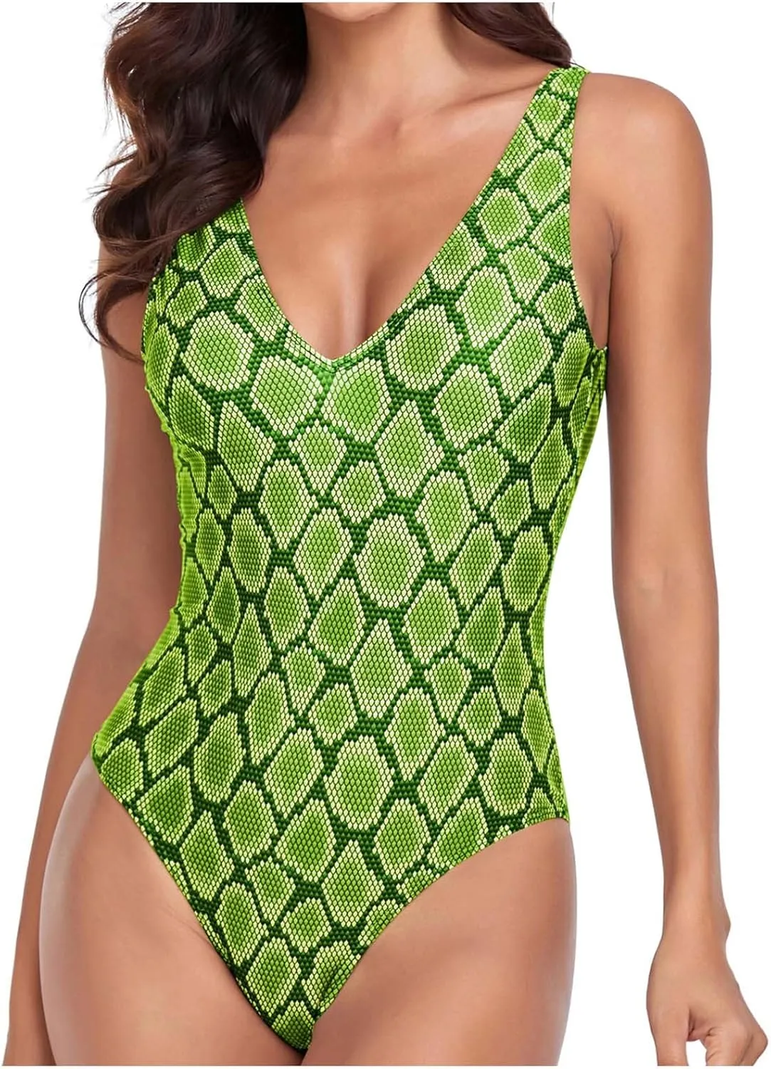 Women One Piece Swimsuit Padded Sexy V Neck Swim Suits Modest Tummy Control Monokinis Bathing Suits Backless Swimwear