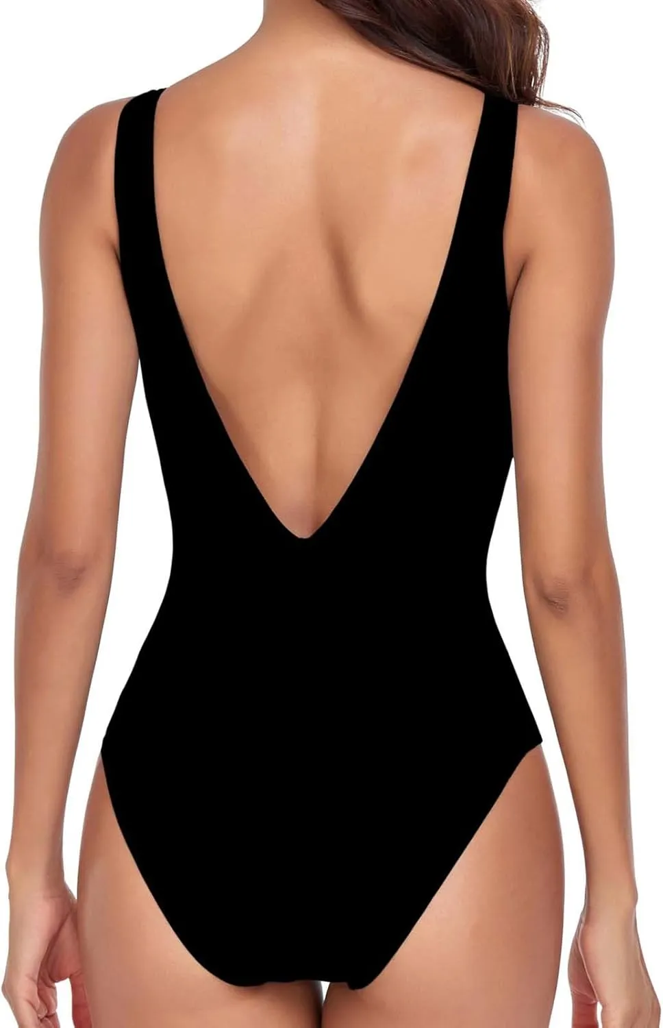 Women One Piece Swimsuit Padded Sexy V Neck Swim Suits Modest Tummy Control Monokinis Bathing Suits Backless Swimwear