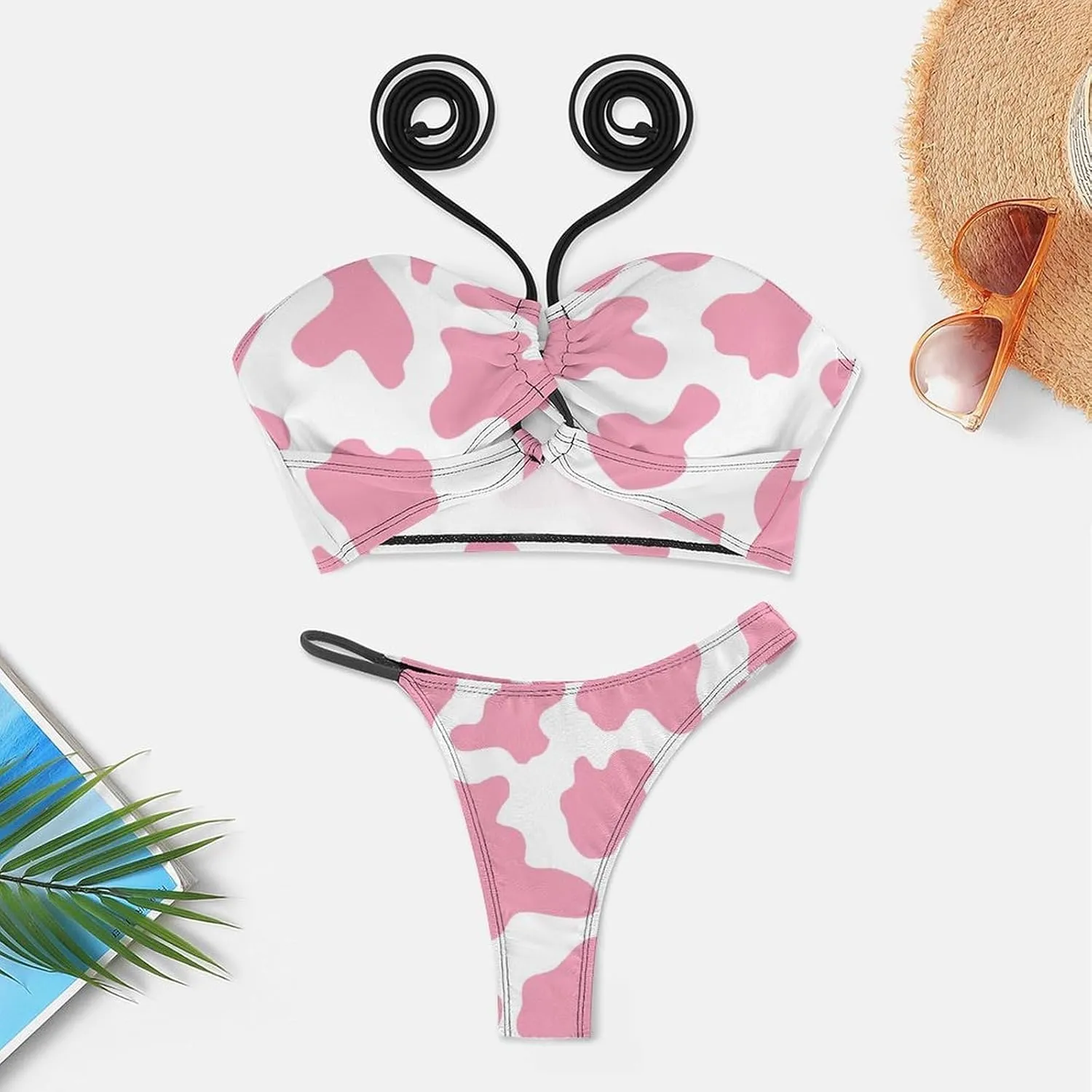 Women Sexy Triangle Bathing Two Pieces High Waist Triangle Swimsuit Bikini Set