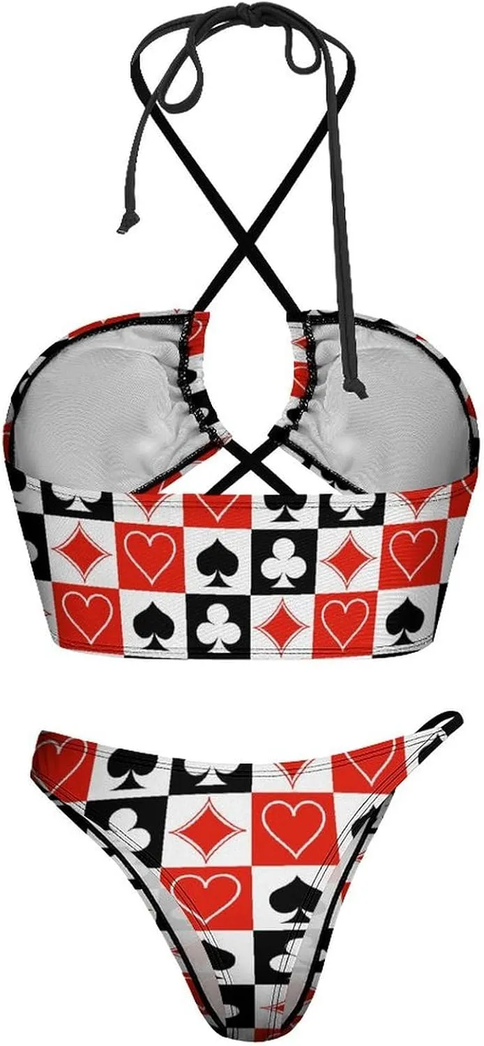 Women Sexy Triangle Bathing Two Pieces High Waist Triangle Swimsuit Bikini Set