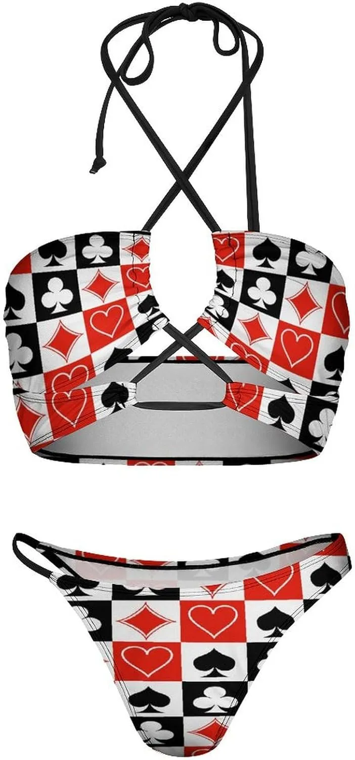 Women Sexy Triangle Bathing Two Pieces High Waist Triangle Swimsuit Bikini Set