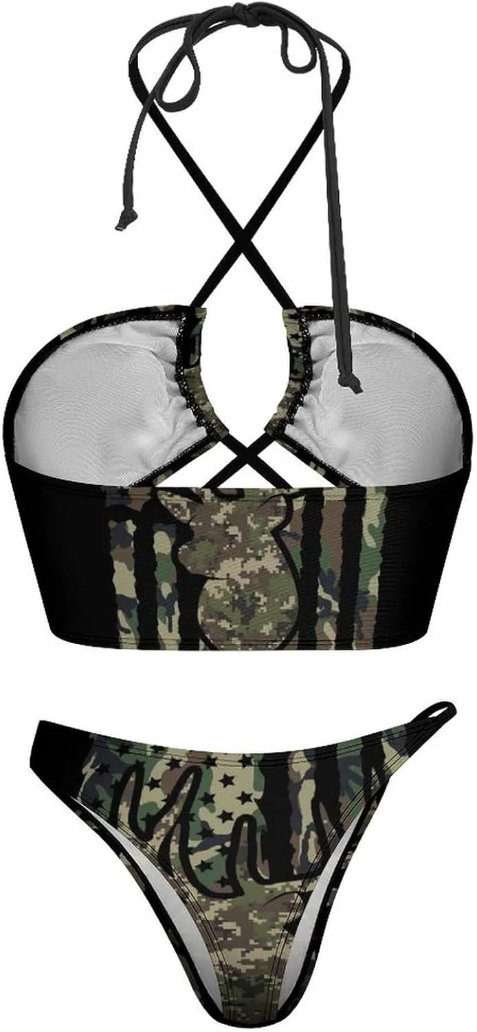 Women Sexy Triangle Bathing Two Pieces High Waist Triangle Swimsuit Bikini Set