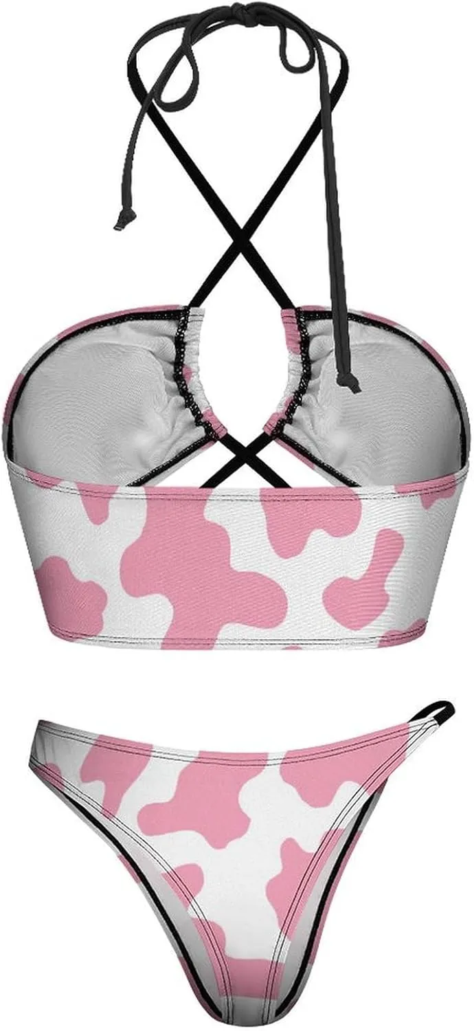 Women Sexy Triangle Bathing Two Pieces High Waist Triangle Swimsuit Bikini Set