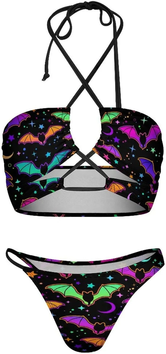Women Sexy Triangle Bathing Two Pieces High Waist Triangle Swimsuit Bikini Set