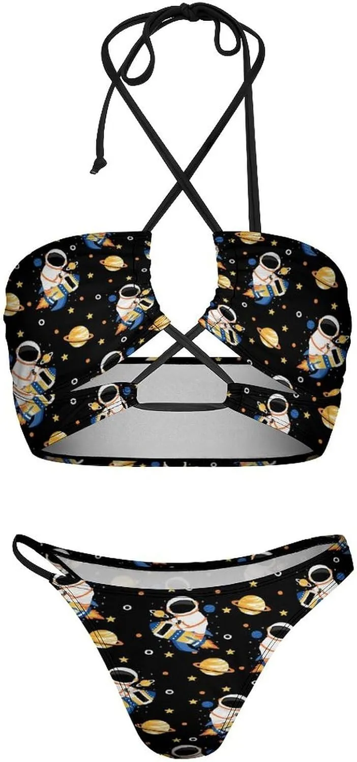 Women Sexy Triangle Bathing Two Pieces High Waist Triangle Swimsuit Bikini Set