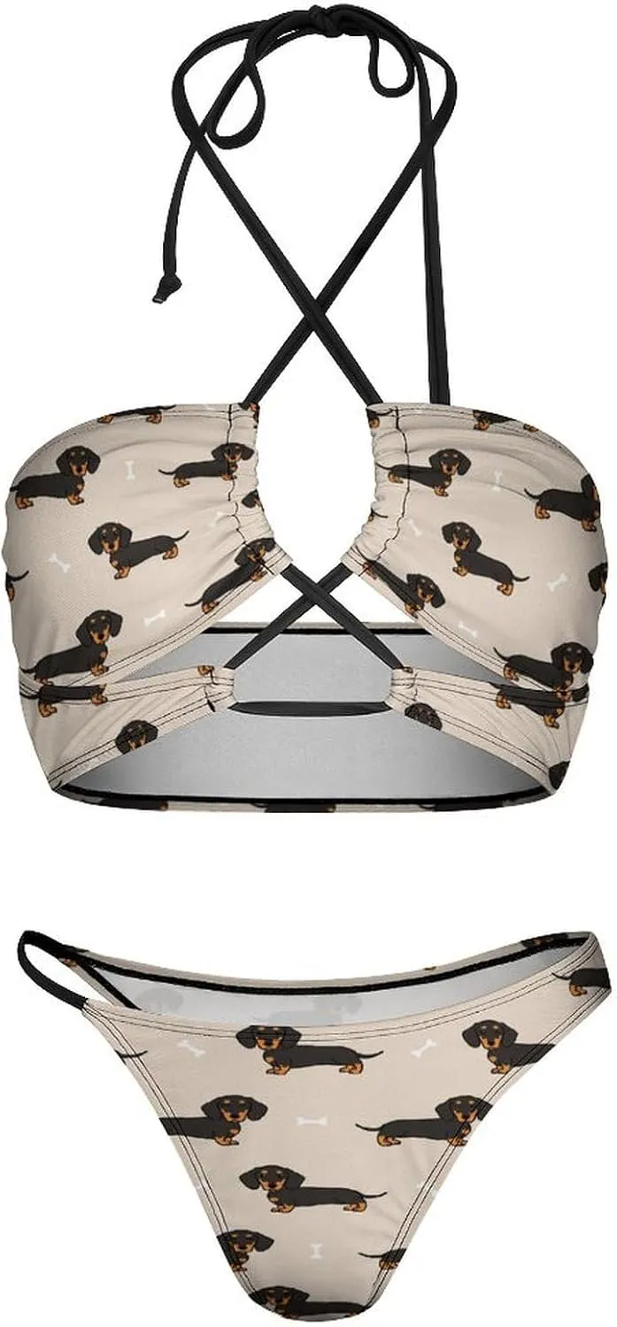 Women Sexy Triangle Bathing Two Pieces High Waist Triangle Swimsuit Bikini Set