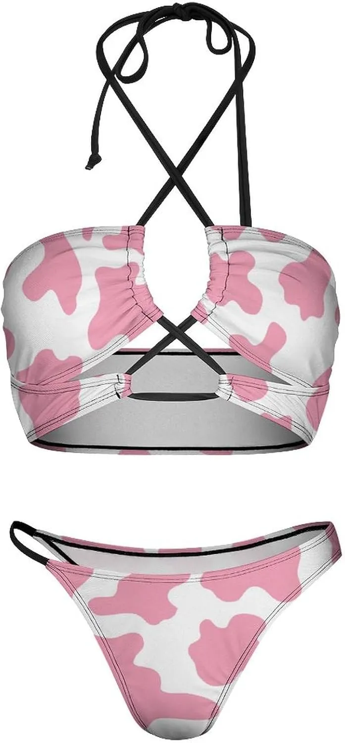 Women Sexy Triangle Bathing Two Pieces High Waist Triangle Swimsuit Bikini Set