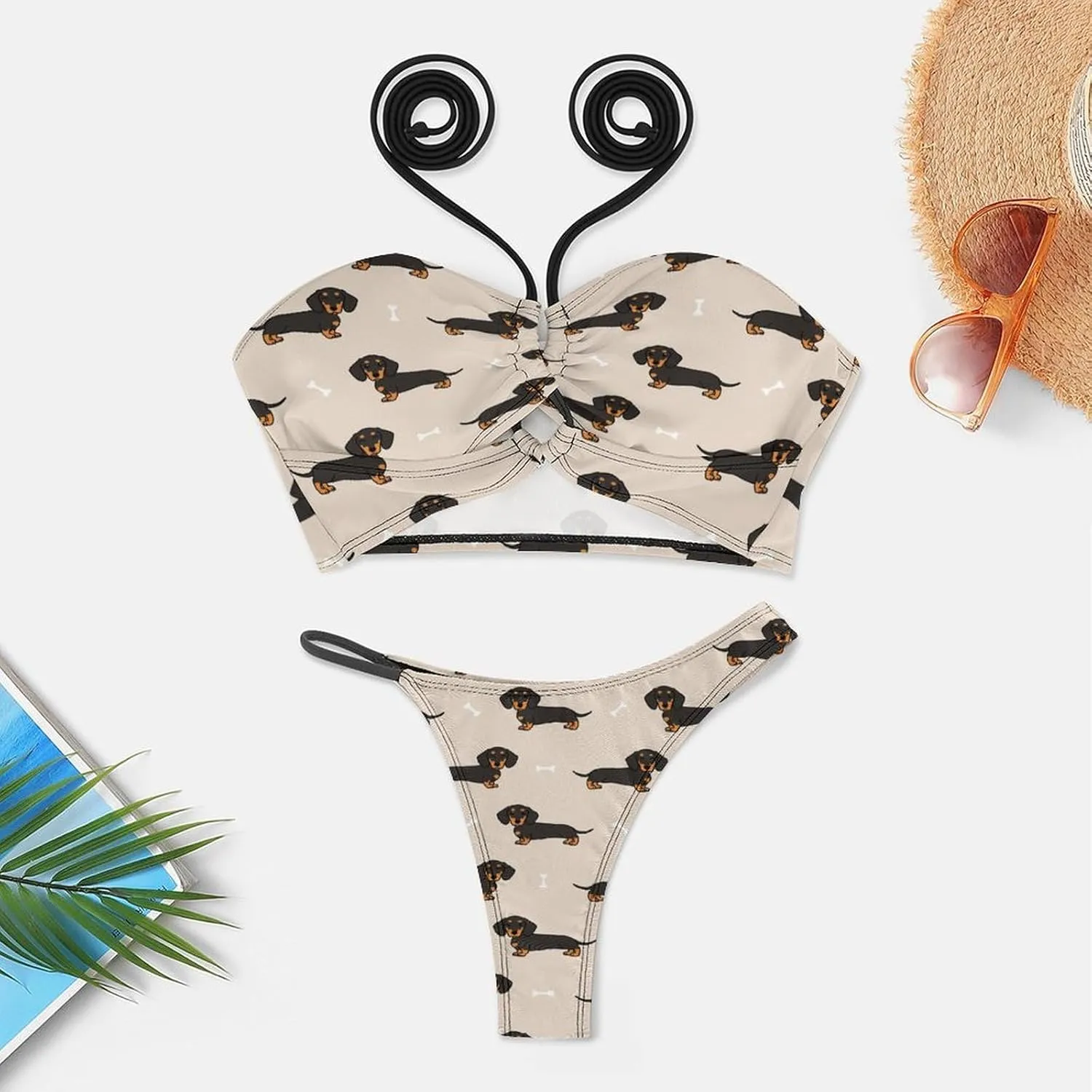 Women Sexy Triangle Bathing Two Pieces High Waist Triangle Swimsuit Bikini Set