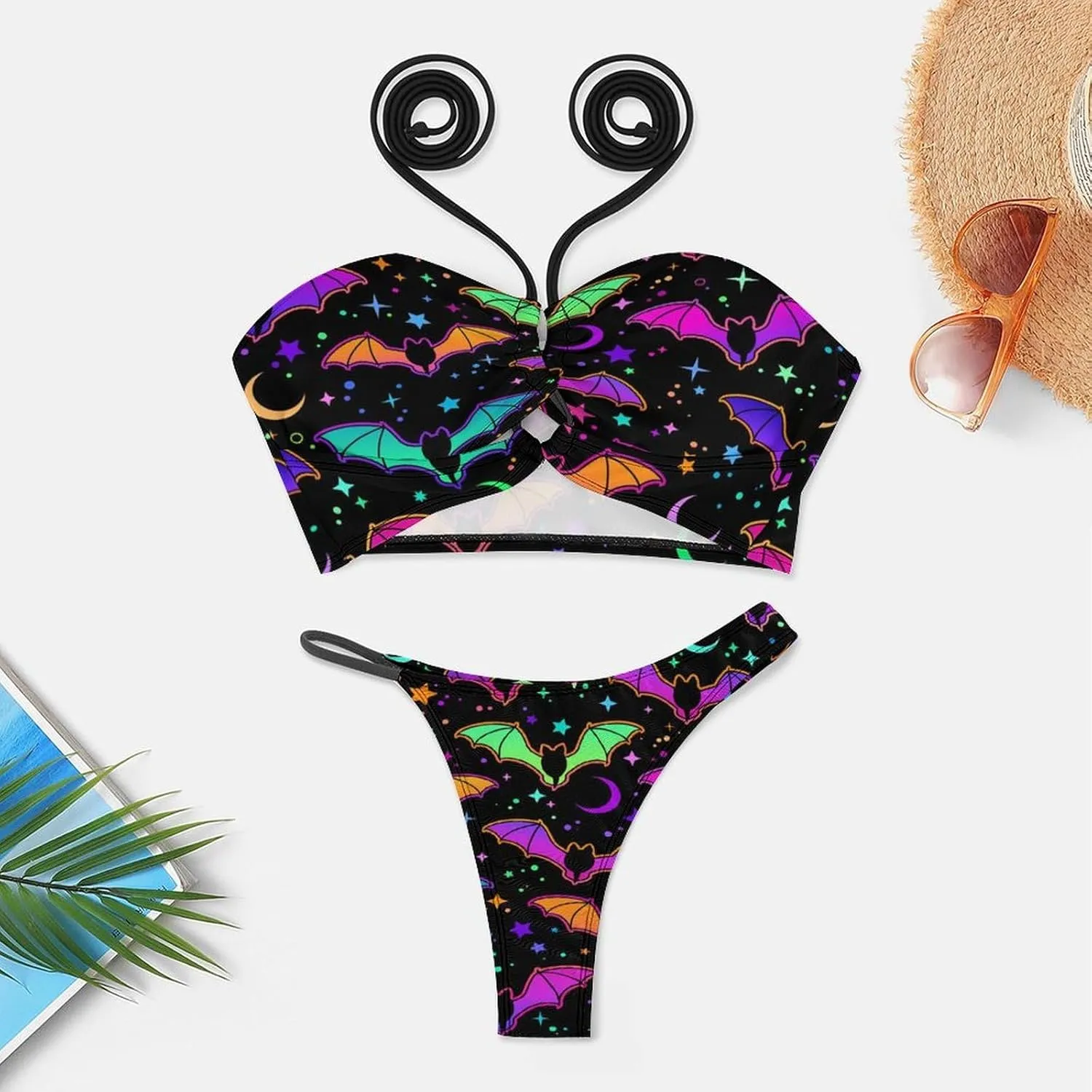 Women Sexy Triangle Bathing Two Pieces High Waist Triangle Swimsuit Bikini Set