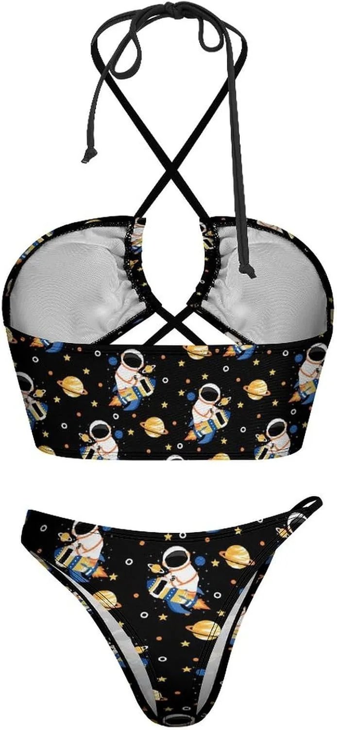 Women Sexy Triangle Bathing Two Pieces High Waist Triangle Swimsuit Bikini Set