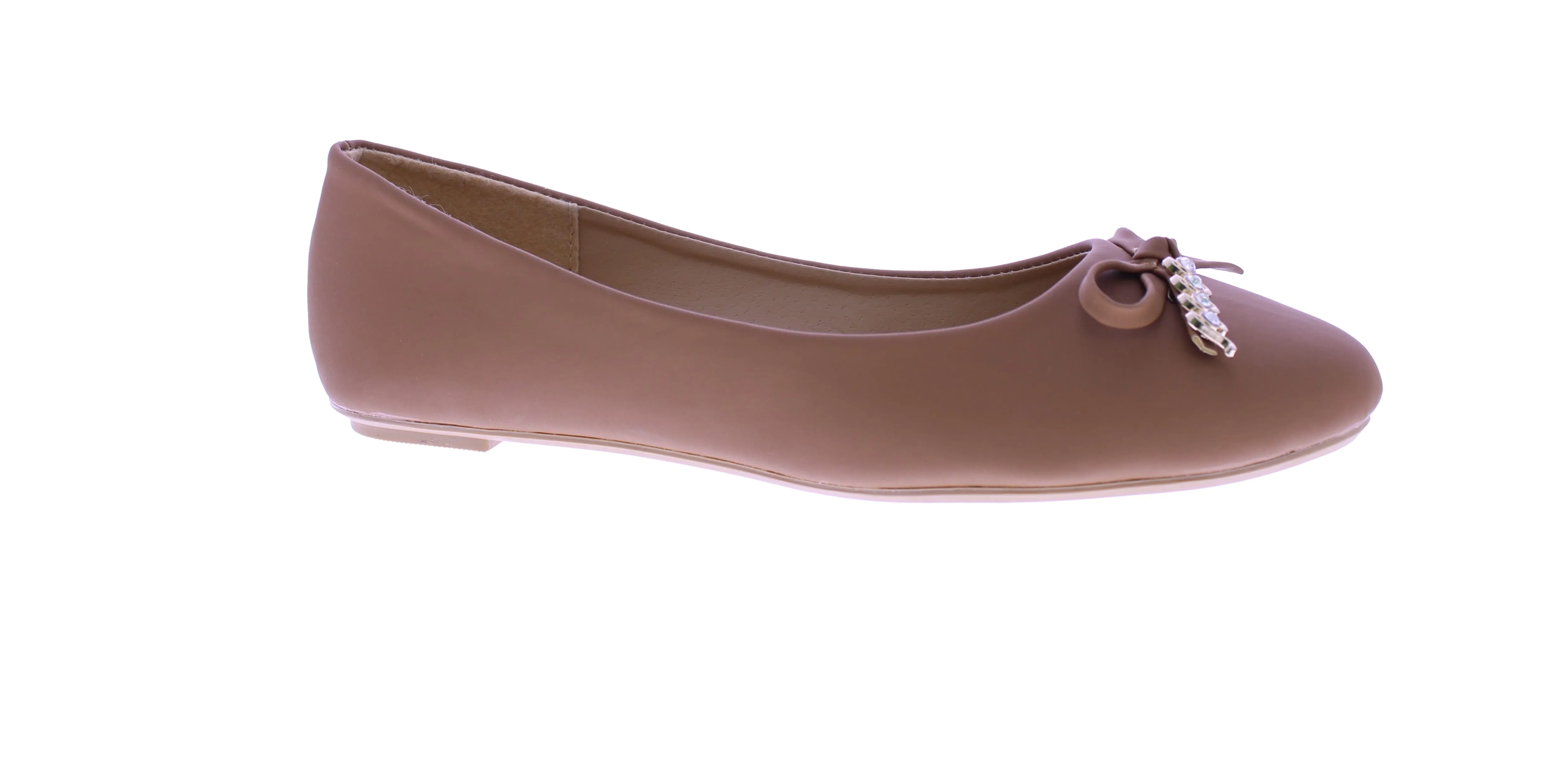 Women Suede Ballerina with Embellished Bow