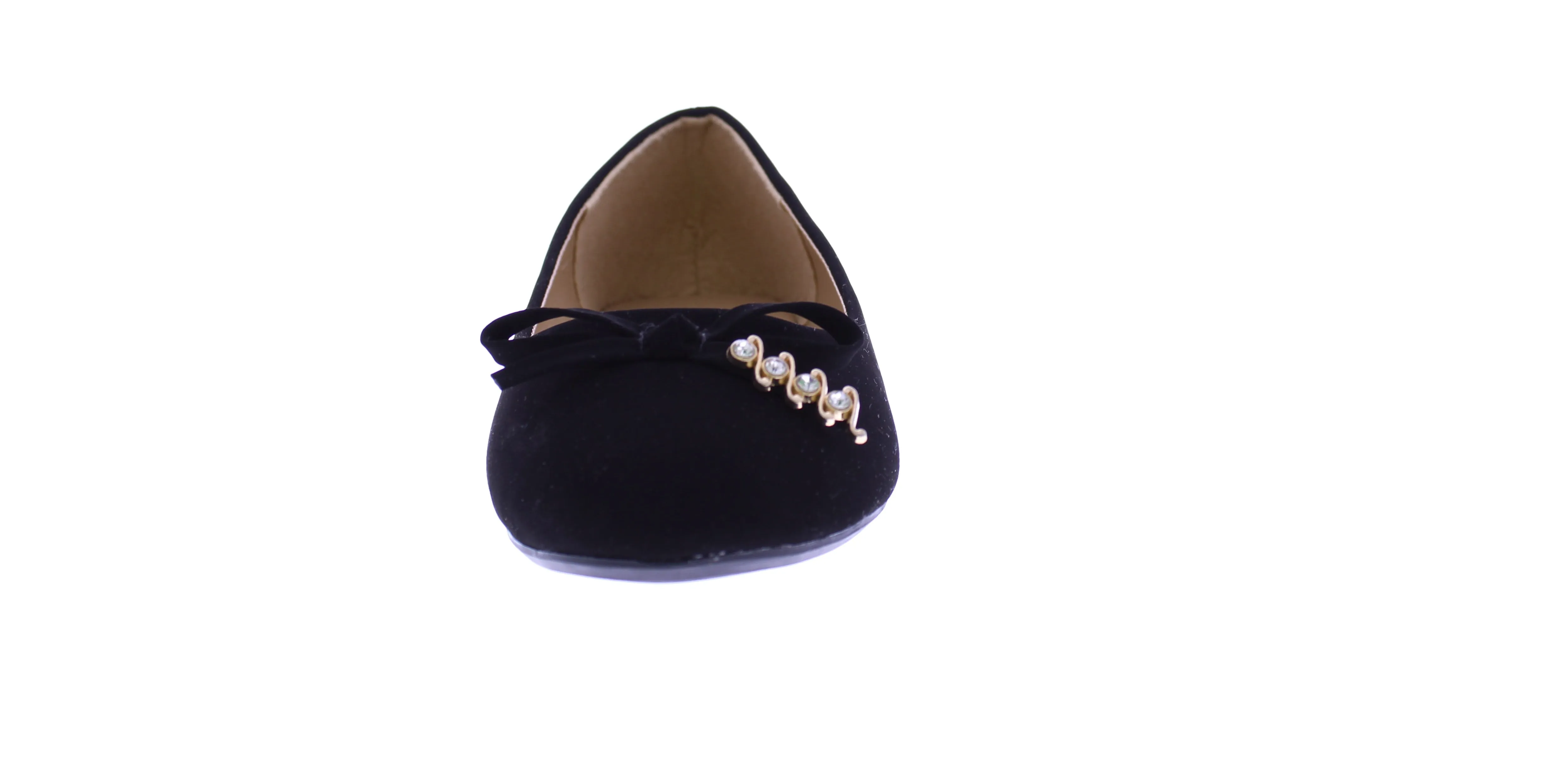 Women Suede Ballerina with Embellished Bow
