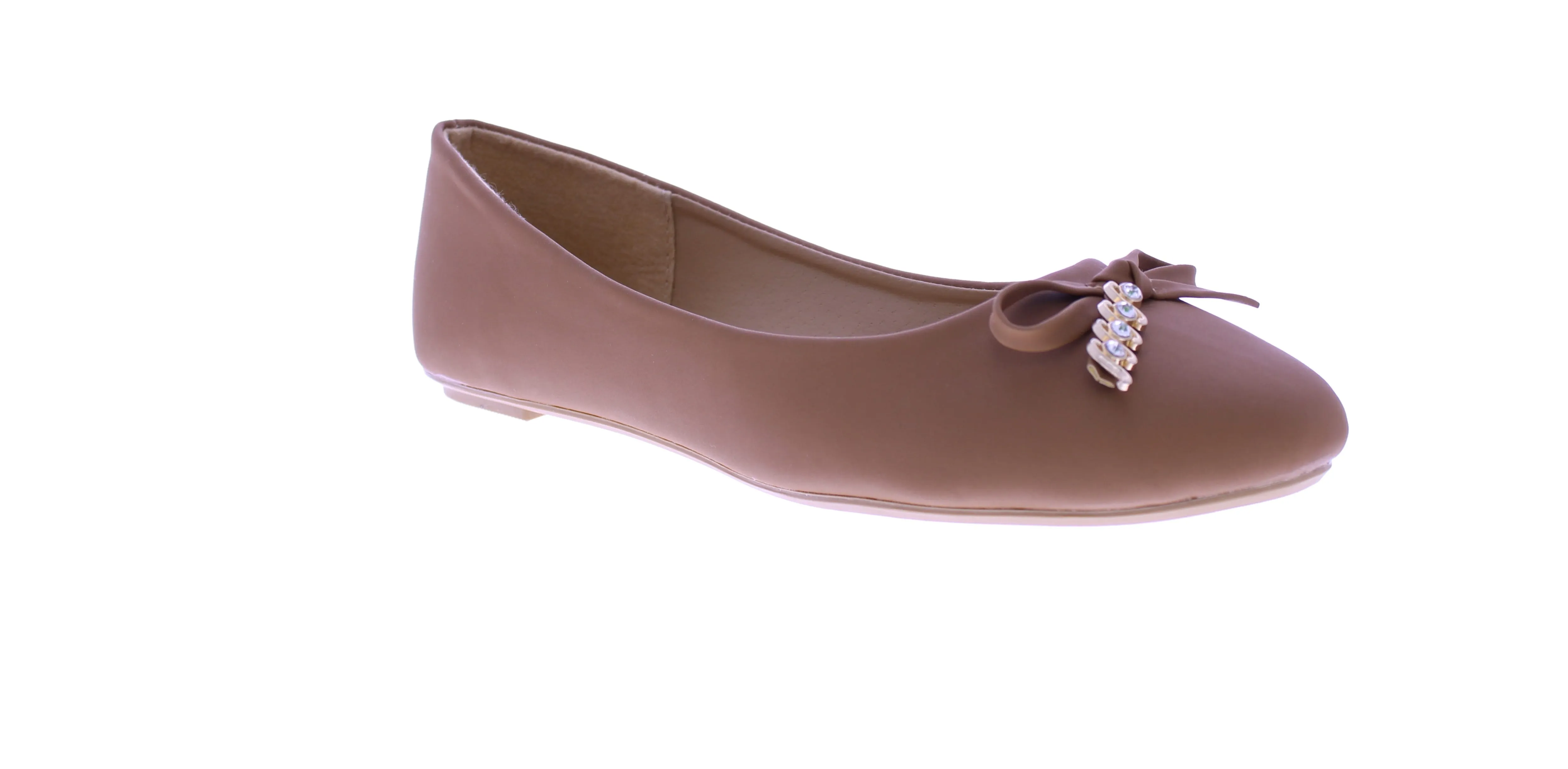 Women Suede Ballerina with Embellished Bow