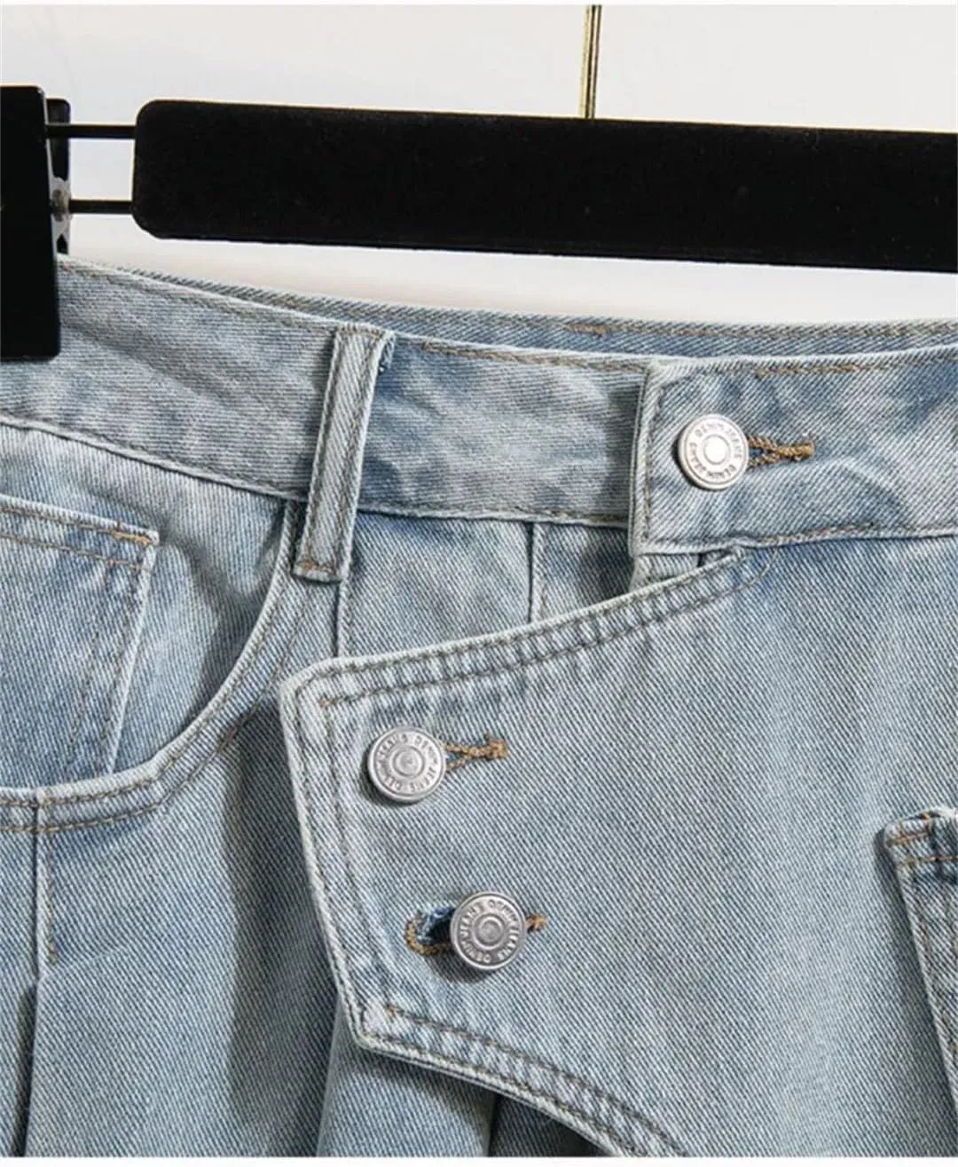Women Summer A-Line Mini Denim Skirts Irregular Patchwork Fashion Ruffle Pleated Skirts High Waist Skirts