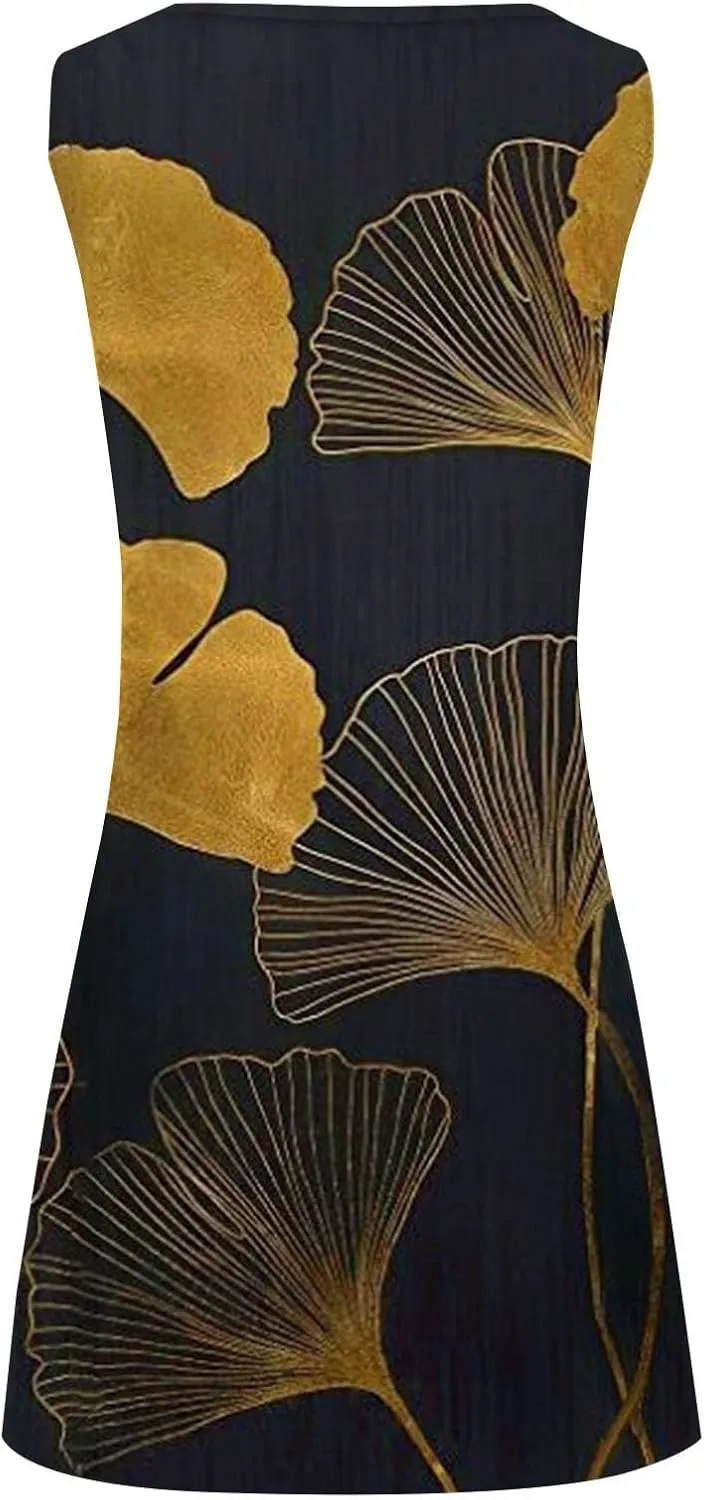 Women Sundresd Sun Dresses for Women 2025 Vacation Beach Casual Summer Sundresses Sleeveless Tank Short Boho Dress