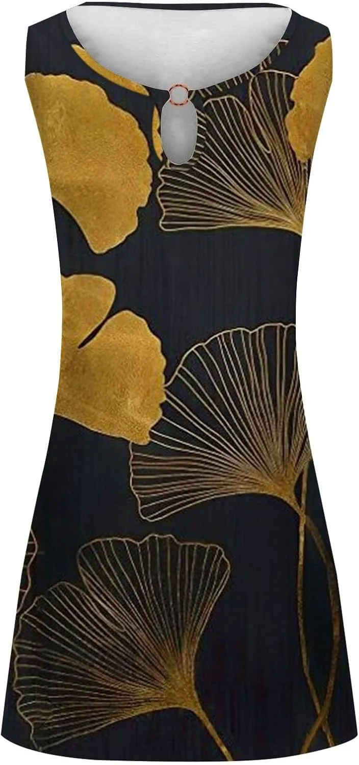 Women Sundresd Sun Dresses for Women 2025 Vacation Beach Casual Summer Sundresses Sleeveless Tank Short Boho Dress