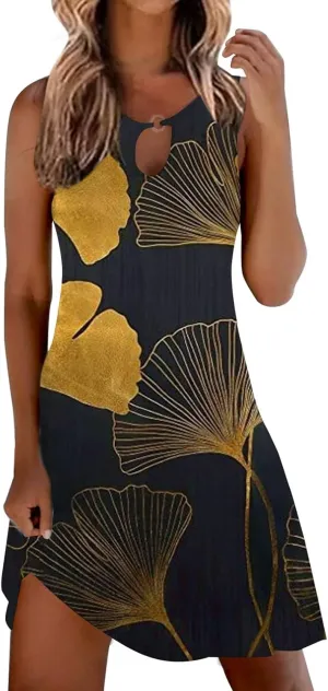 Women Sundresd Sun Dresses for Women 2025 Vacation Beach Casual Summer Sundresses Sleeveless Tank Short Boho Dress
