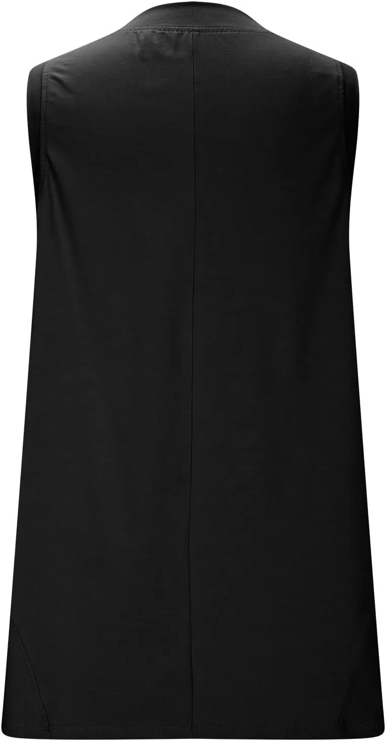 Women Tank Tops Summer Deep V Neck Sleeveless Ruched Side Slit Shirts Casual Fashion Loose Fit Athletic Gym Blouse