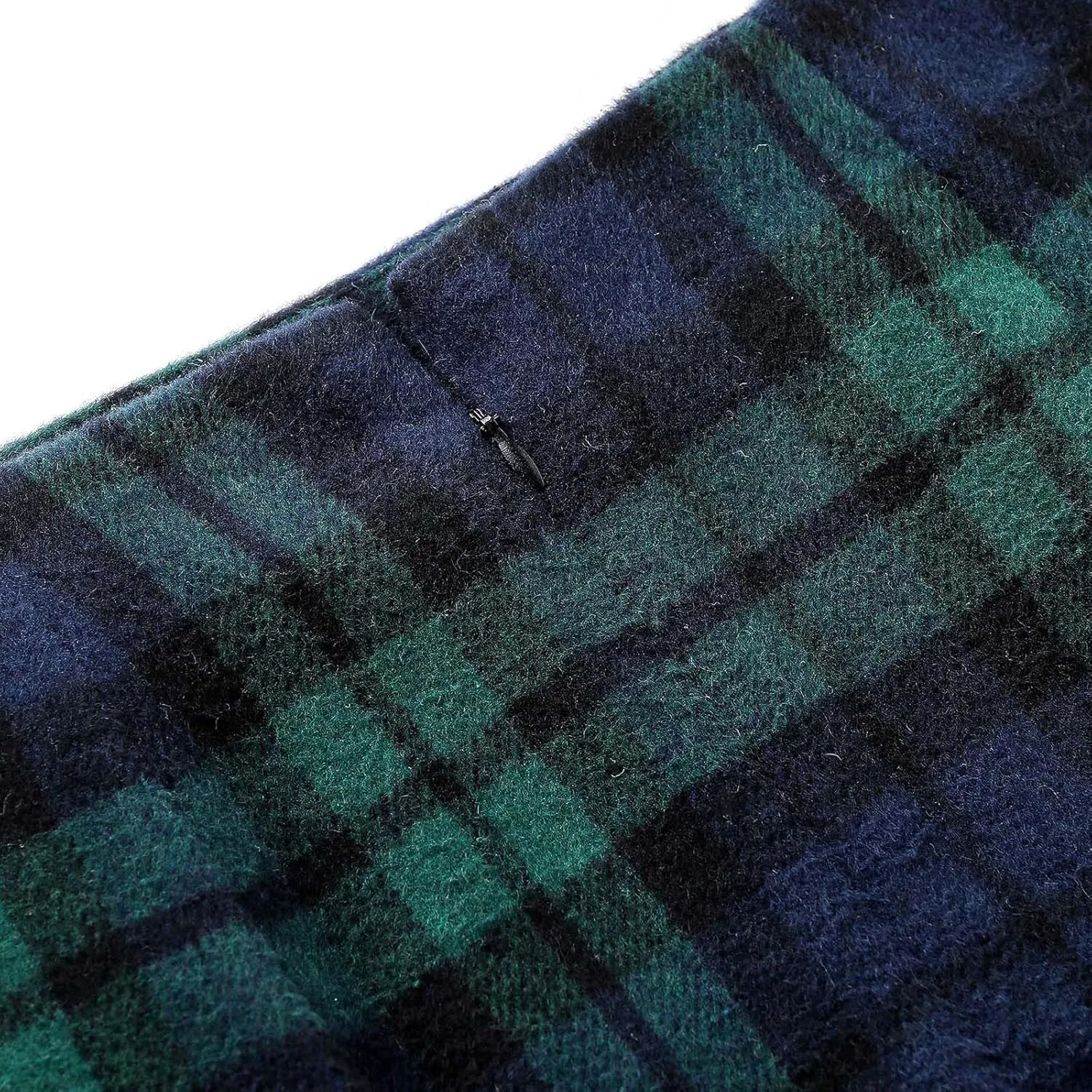 Women Wool Plaid Skirts Knee Length Preppy Clothes Bodycon Checkered Pencil Skirt High Waist Fall Winter Skirts
