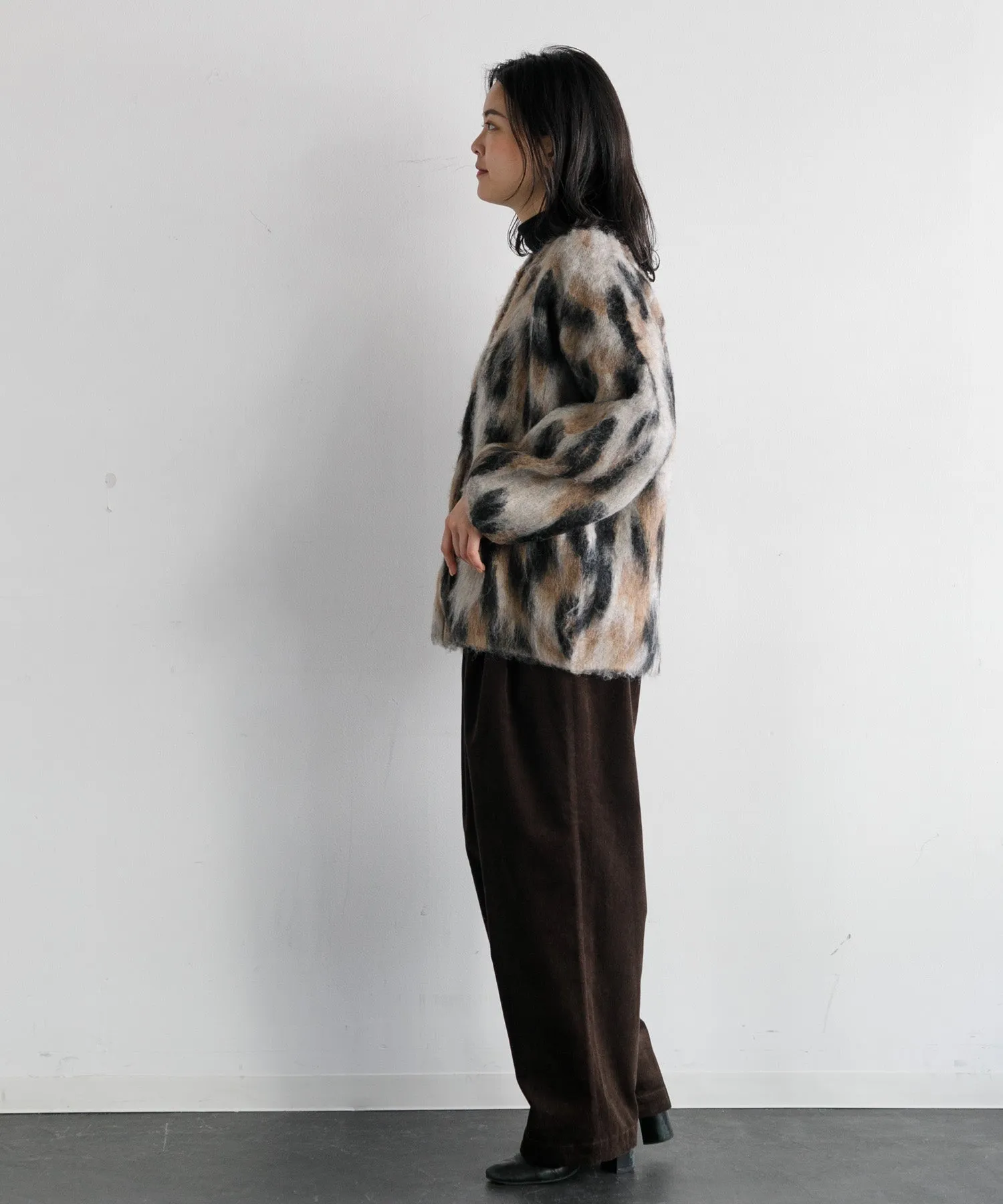 【WOMEN】レオパードシャギーニットカーディガン