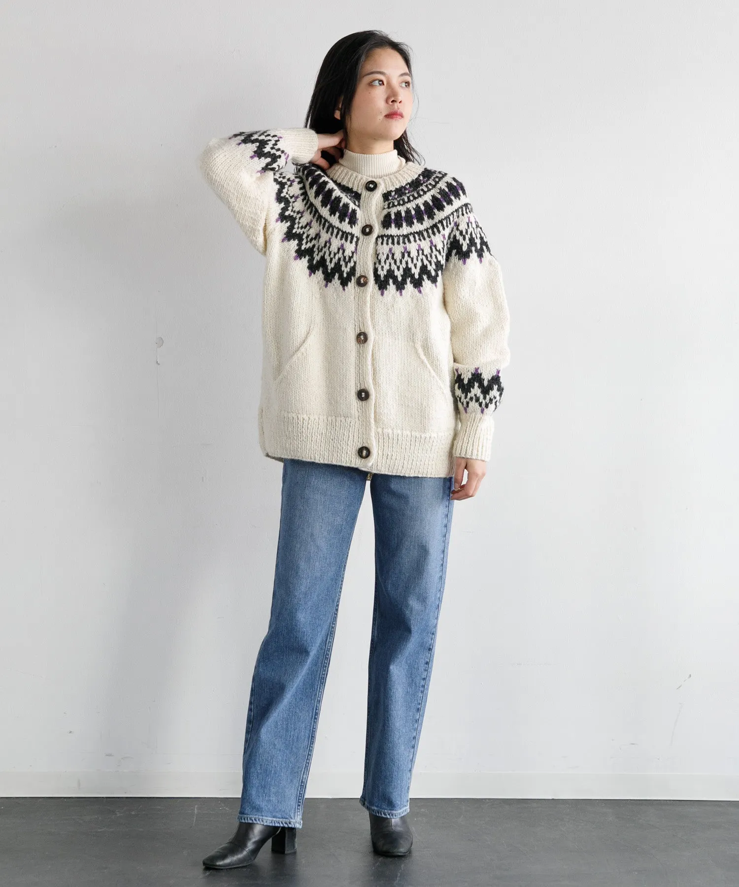【WOMEN】ノルディッククルーネックカーディガン