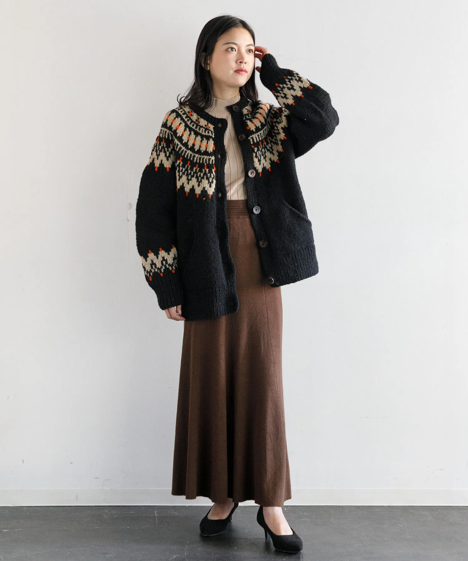 【WOMEN】ノルディッククルーネックカーディガン