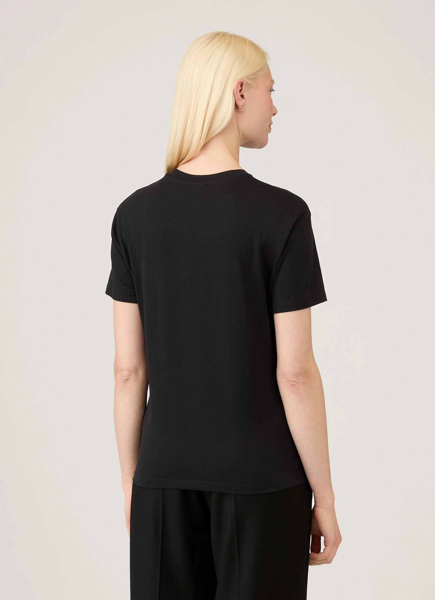 Women's Boy Fit T-shirt in Black Layered Hem Detail LowImpactDye