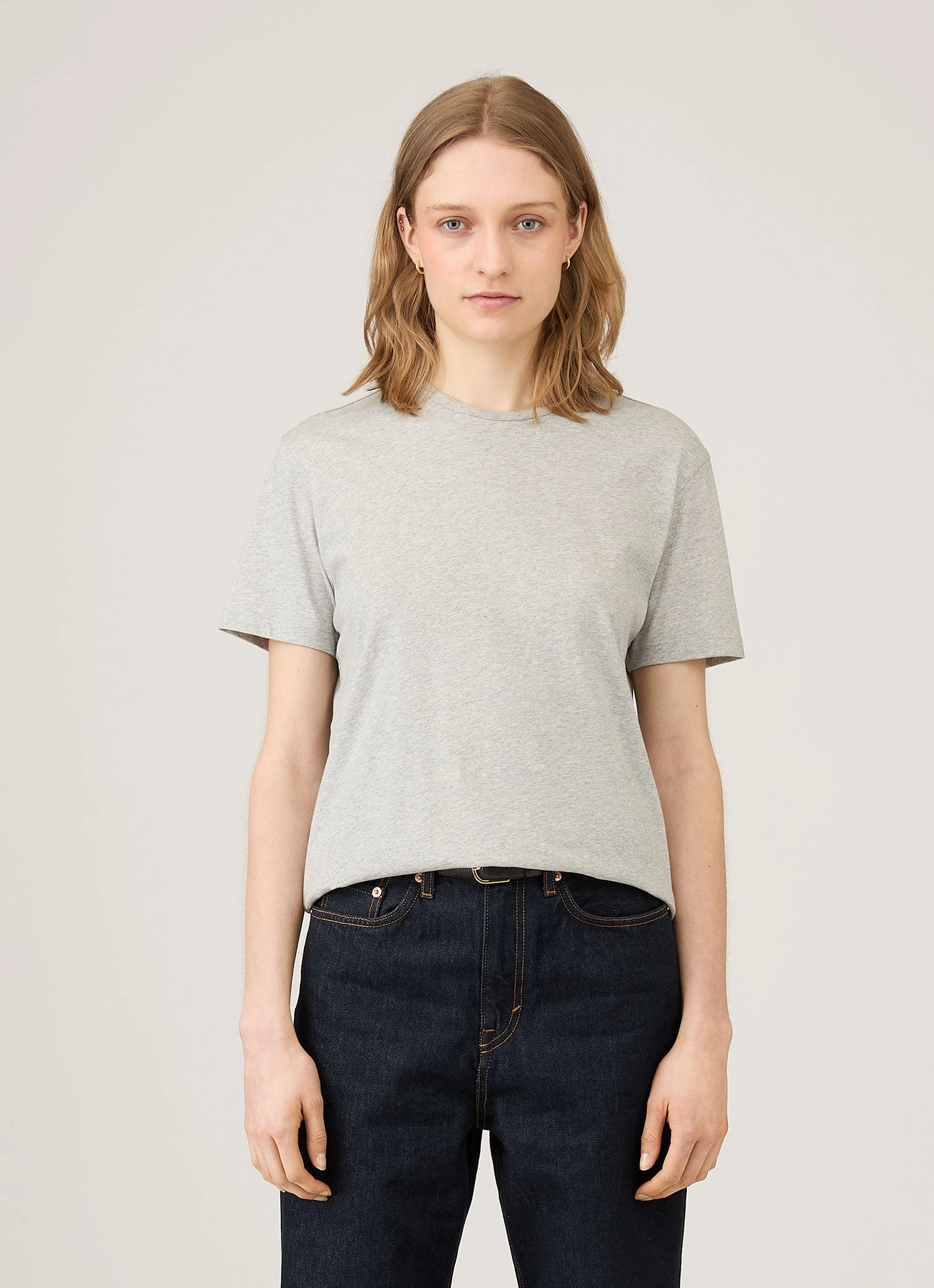 Stylish and Fun Women's Boy Fit T-shirt in Grey Melange