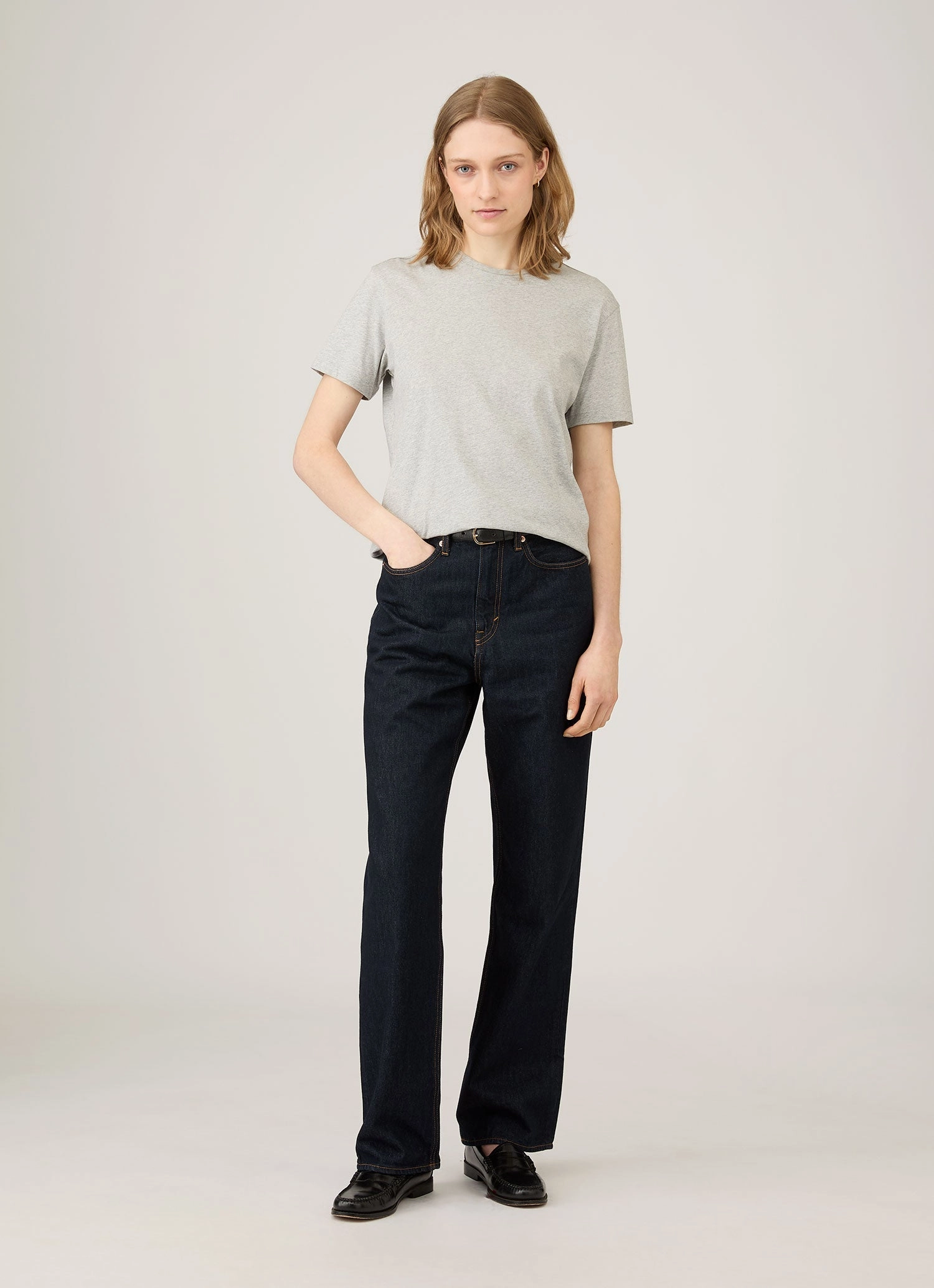 Women's Boy Fit T-shirt in Grey Melange Spring Freshness Athletic Fit