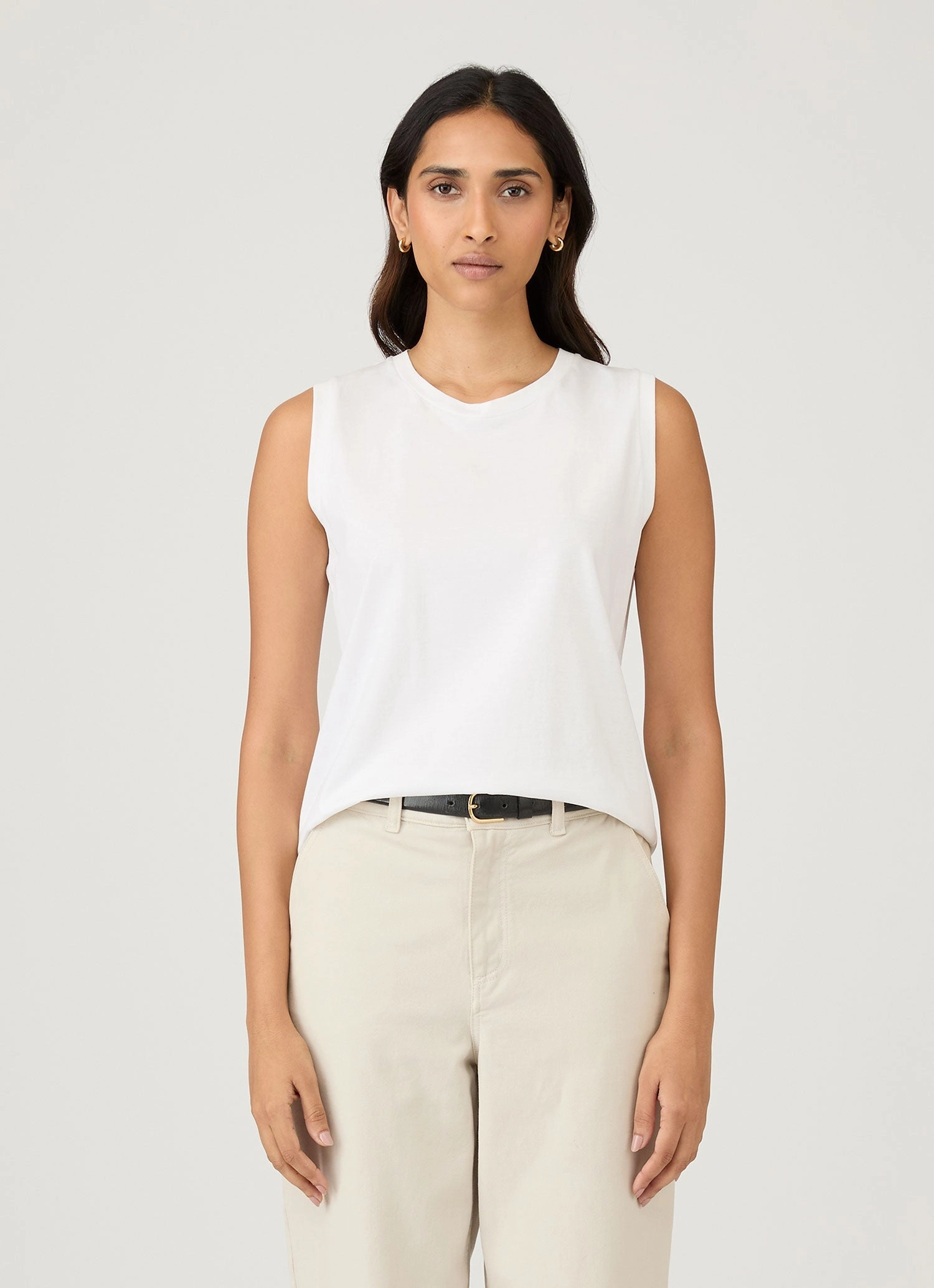 Women's Boy Fit Tank in White Adjustable Fit Light and Soft