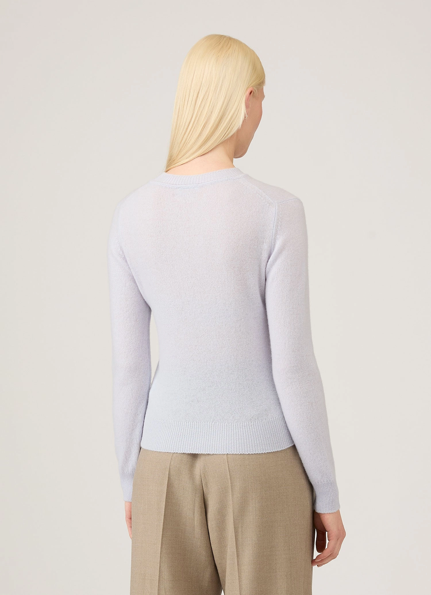 Women's Cashmere Jumper in Ice Blue Warm Outfit