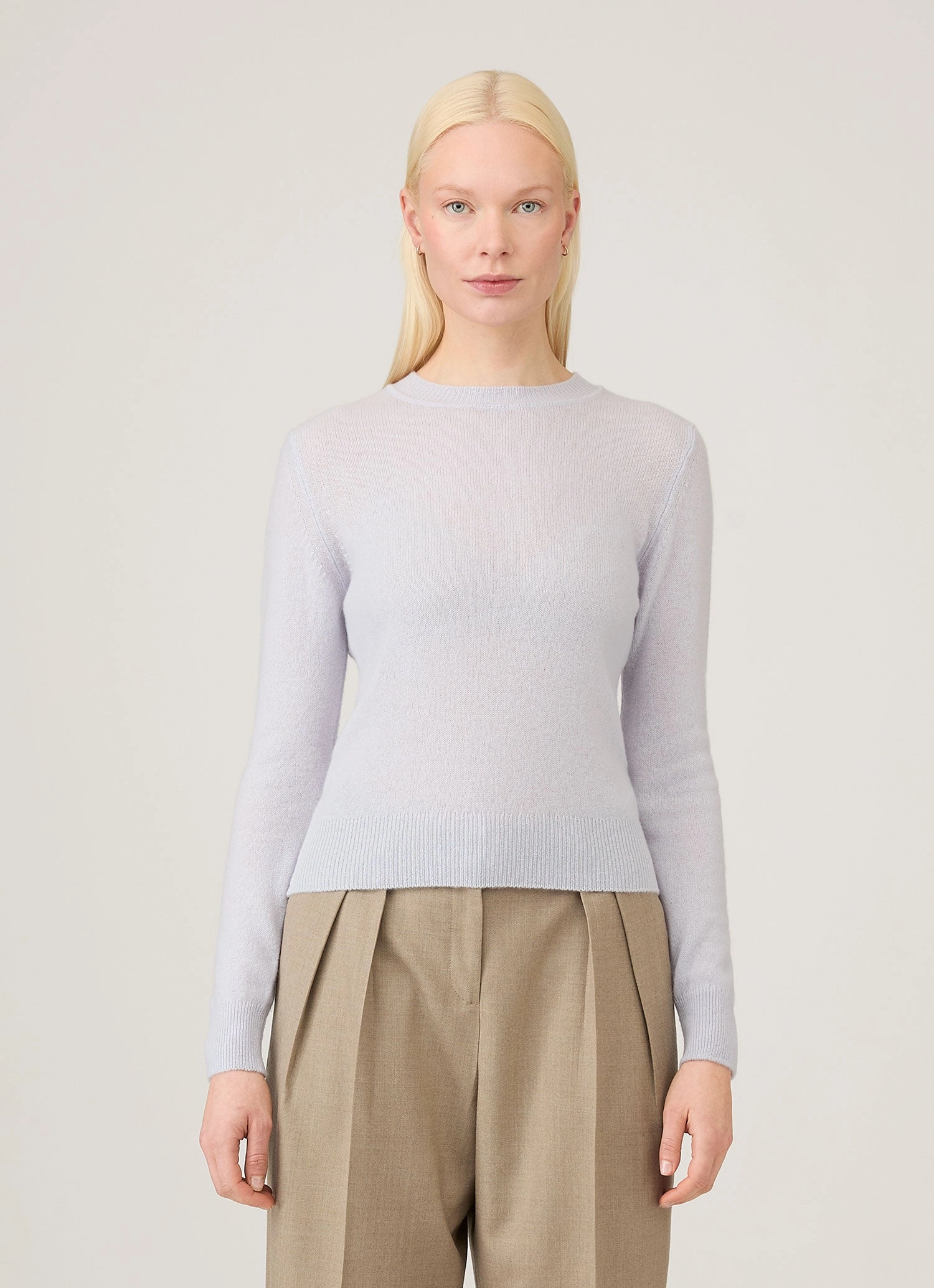Women's Cashmere Jumper in Ice Blue Dimensional Jacquard Weave Day Wear