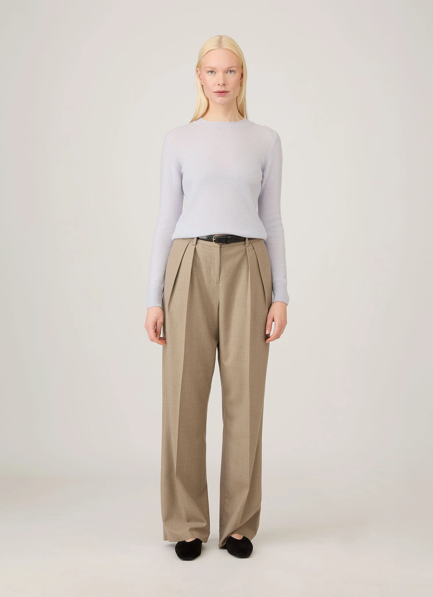 Women's Cashmere Jumper in Ice Blue Work Comfort