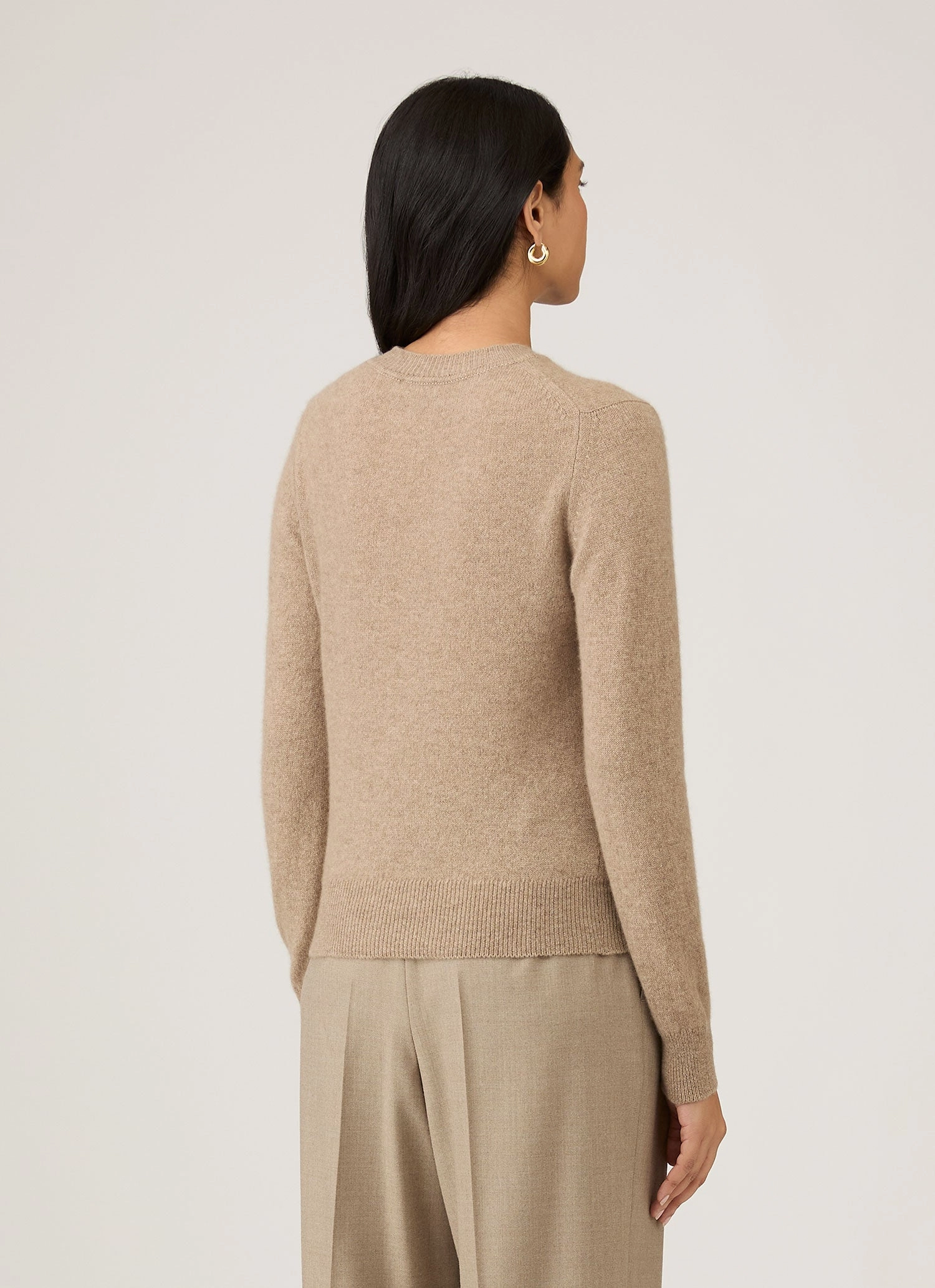 Women's Cashmere Jumper in Mink ReverseCoil Zipper
