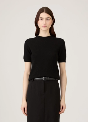 Women's Cashmere T-Shirt in Black Dynamic Tension Control Day To Day Quick Layer Women's Cashmere T-Shirt in Black
