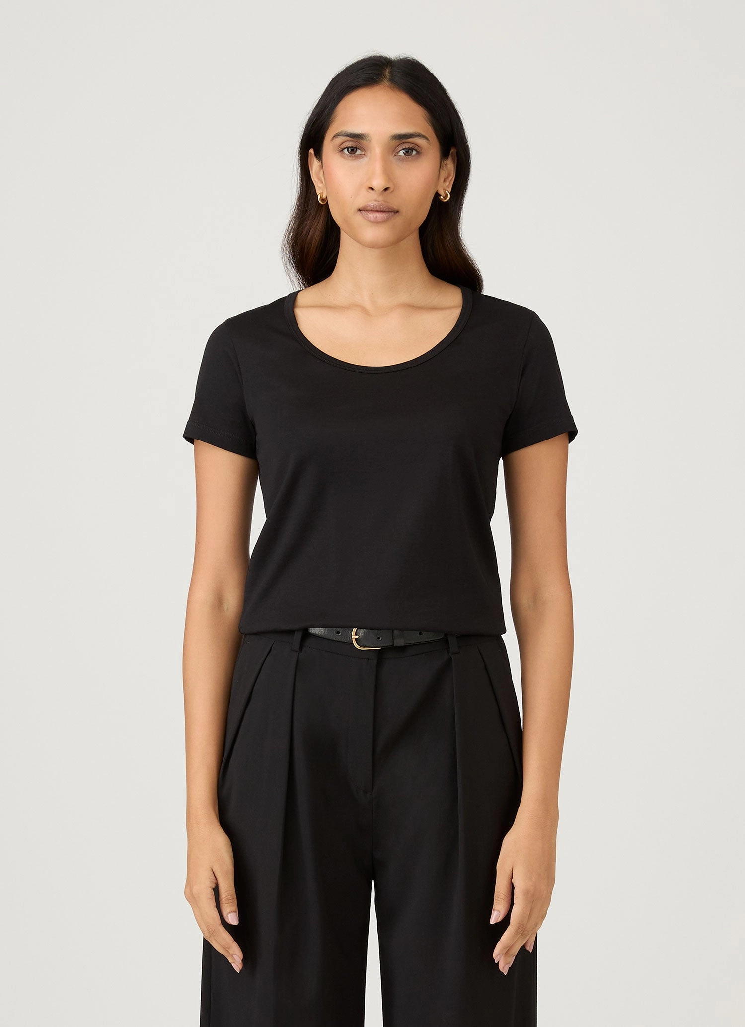 stain resistant coating Women's Classic Scoop Neck T-shirt in Black