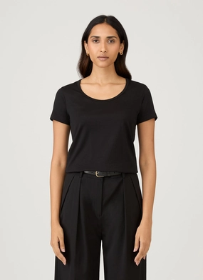 Women's Classic Scoop Neck T-shirt in Black Fantasy - imaginative Women's Classic Scoop Neck T-shirt in Black All Season Wear