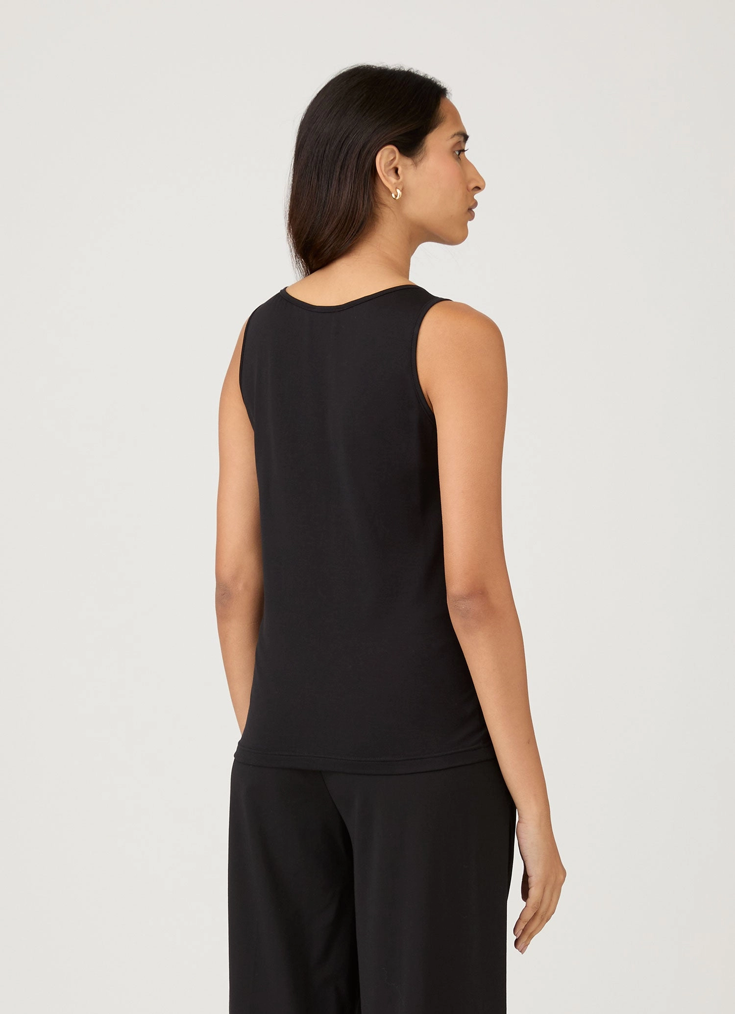 Stretch Jersey Knit Vintage Style Women's Classic Vest in Black