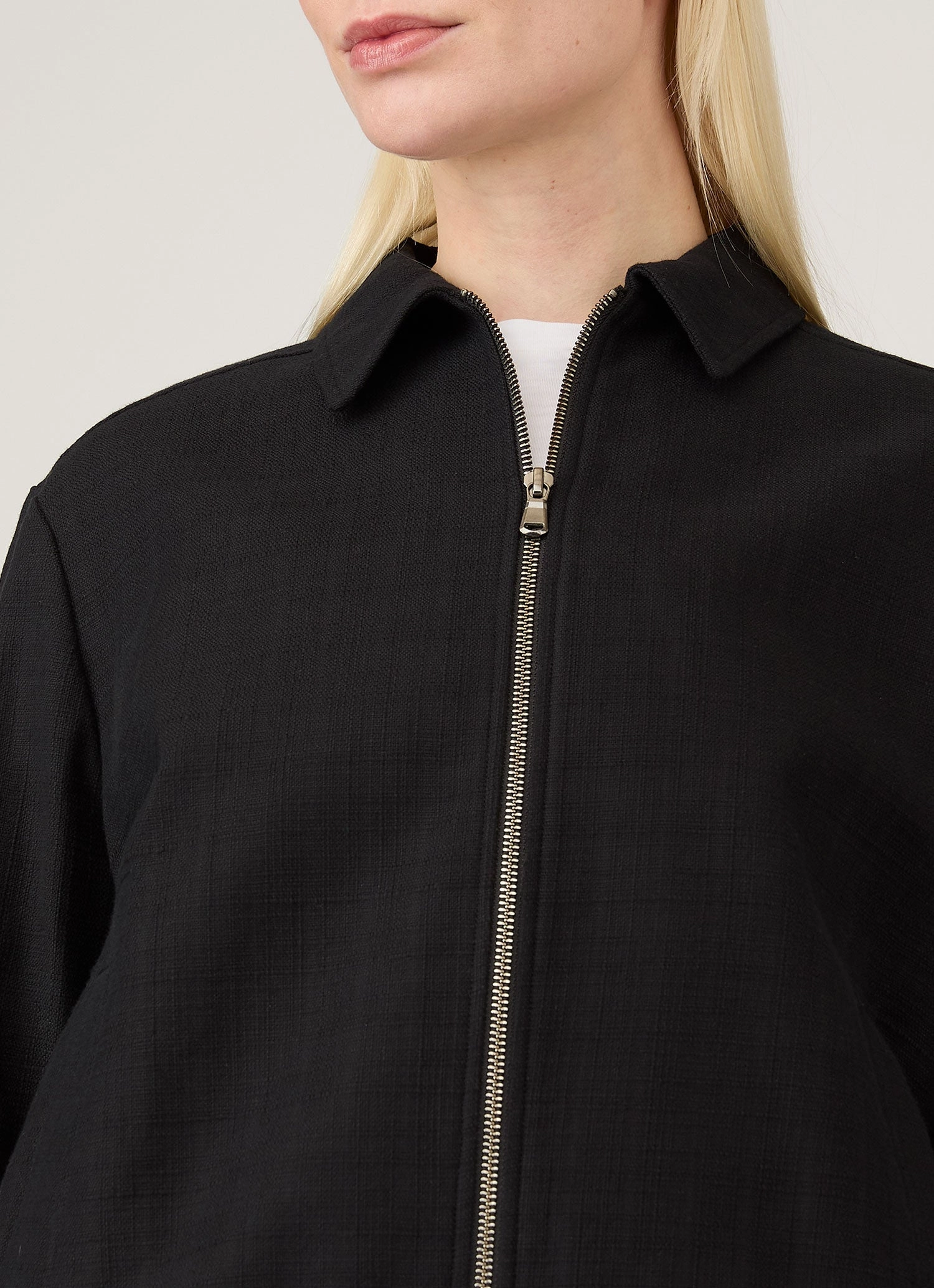 Women's Cotton Raffia Bomber Jacket in Black Faith