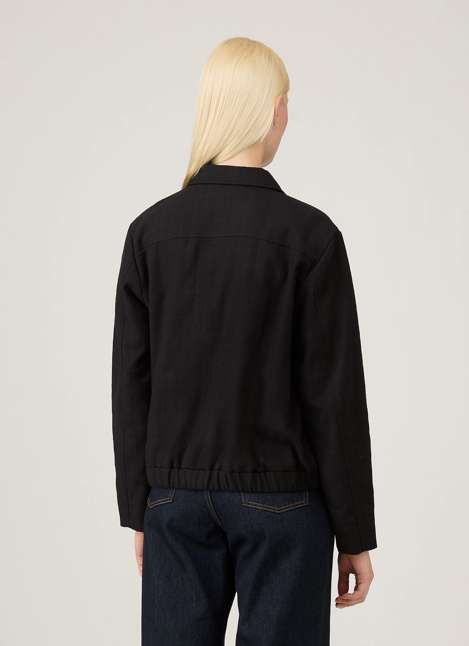 LowProfile Seam Design Snow Prep Women's Cotton Raffia Bomber Jacket in Black