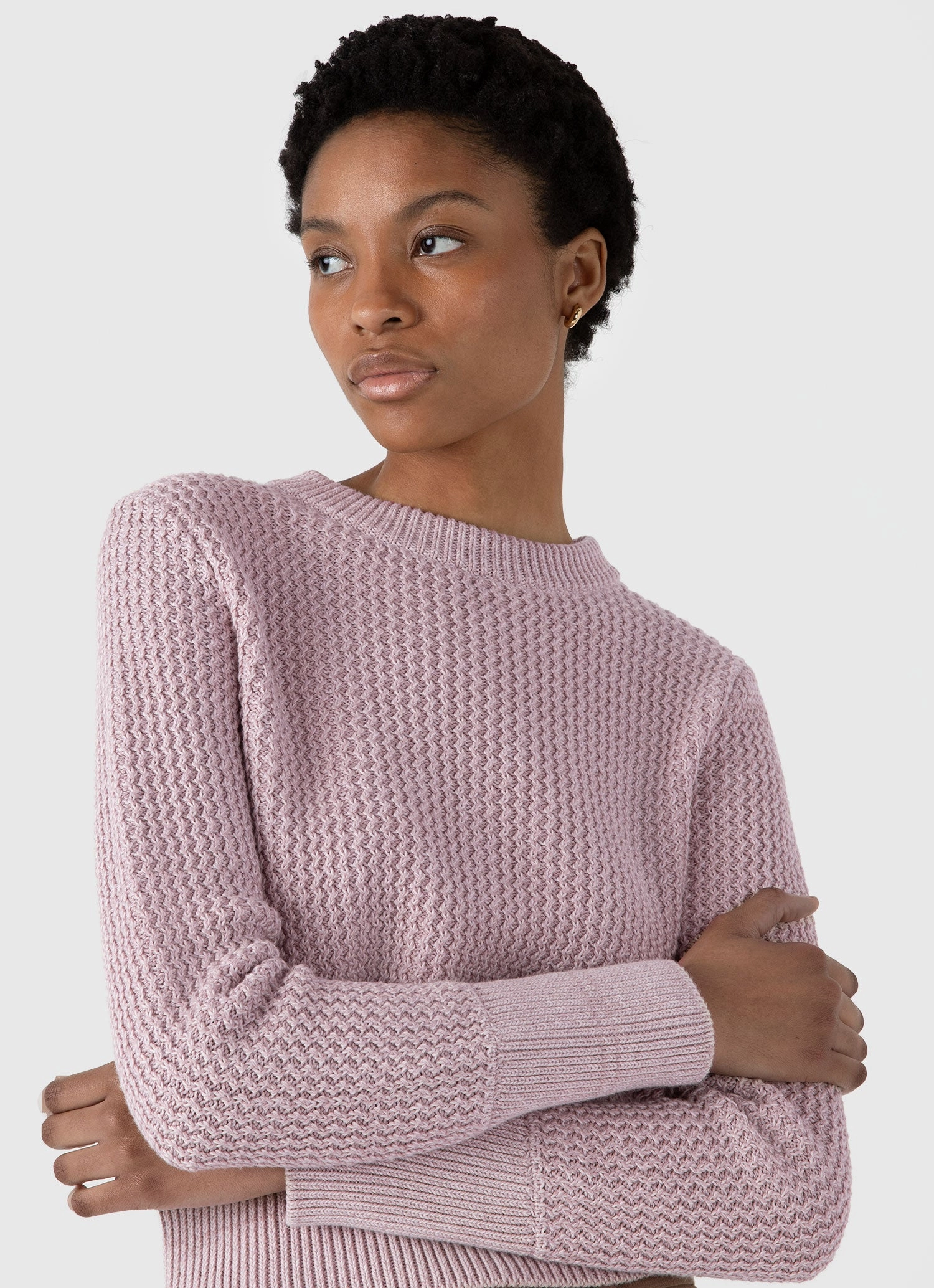 Women's Cotton Stitch Jumper in Pink Seasonal Wear MicrofiberBlend Texture