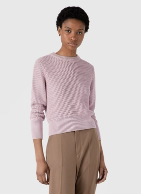 Women's Cotton Stitch Jumper in Pink CompactKnitWeave Lightwear Look BreathableKnit Fabric Women's Cotton Stitch Jumper in Pink