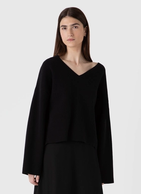 Women's Double Faced Jumper in Black Clean Touch Women's Double Faced Jumper in Black Seasonal Comfort Outer Comfort