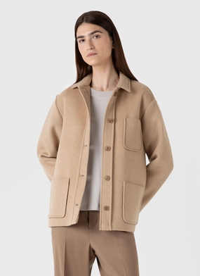Women's Double Faced Twin Pocket Jacket in Light Camel Quick Layer Reflective accents Women's Double Faced Twin Pocket Jacket in Light Camel