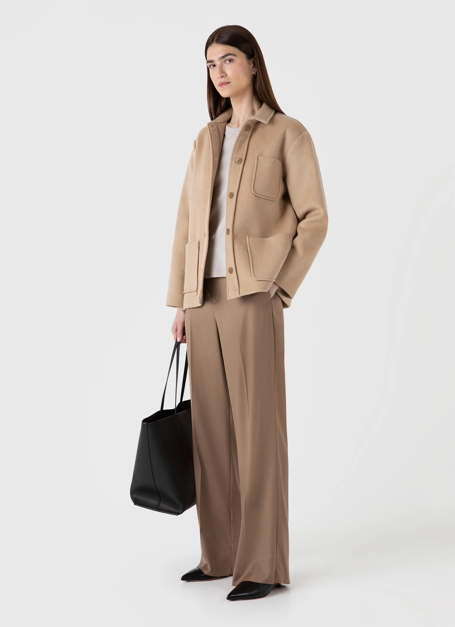 Women's Double Faced Twin Pocket Jacket in Light Camel Event Credit