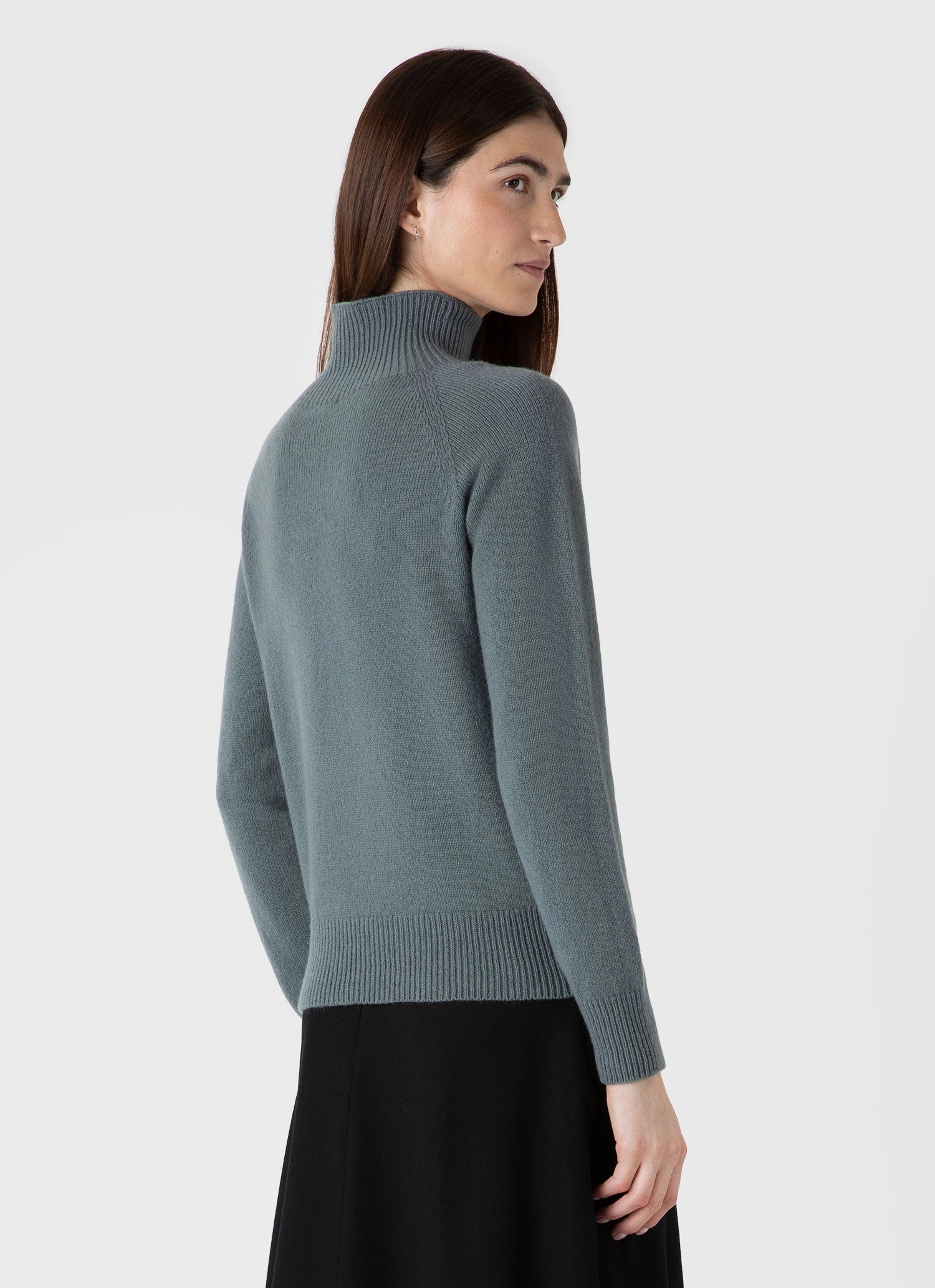 Classic Casual Women's Lambswool Funnel Neck Jumper in Smoke Green