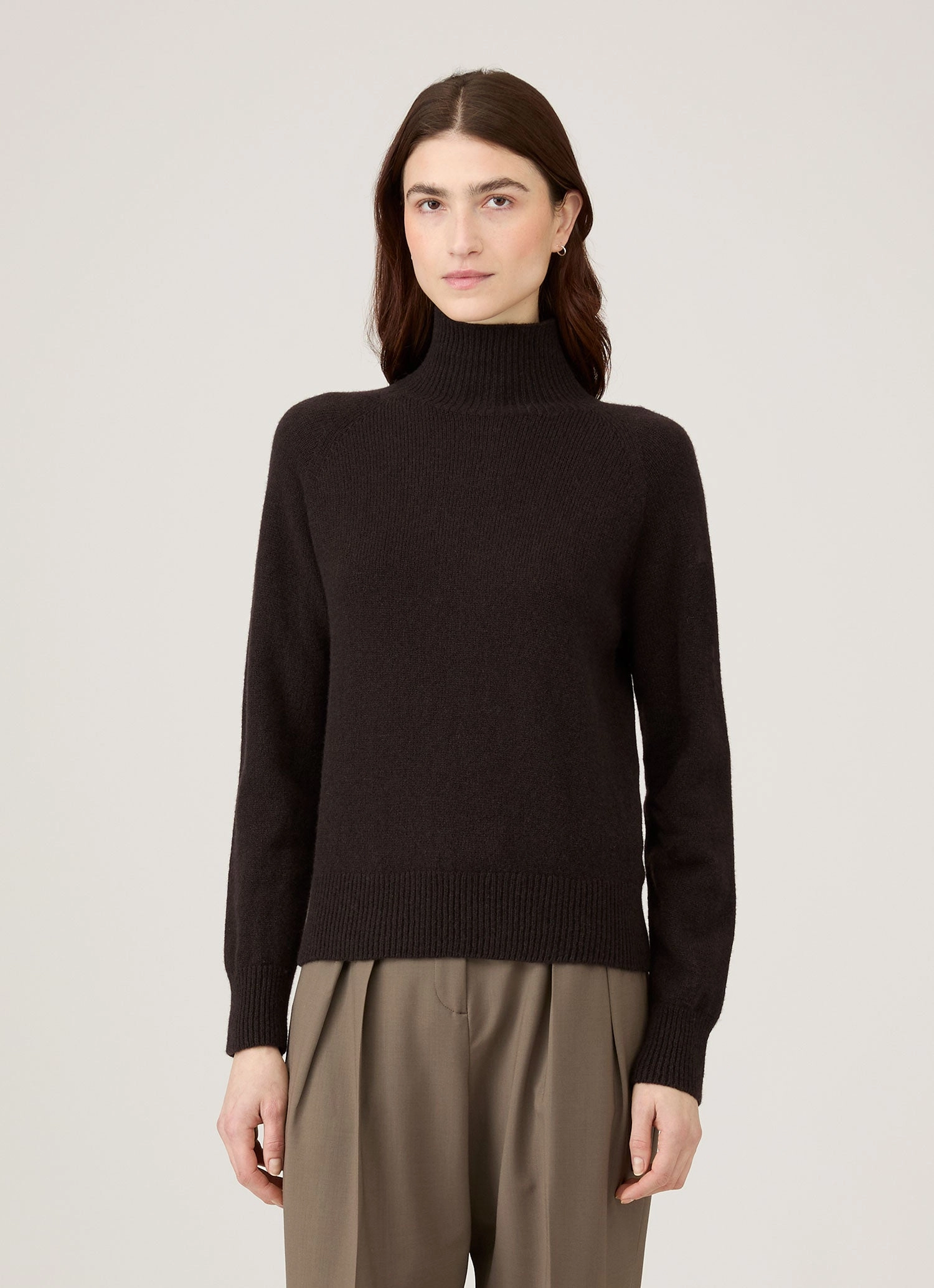 Women's Lambswool Funnel Neck Jumper in Truffle Stylish Choice